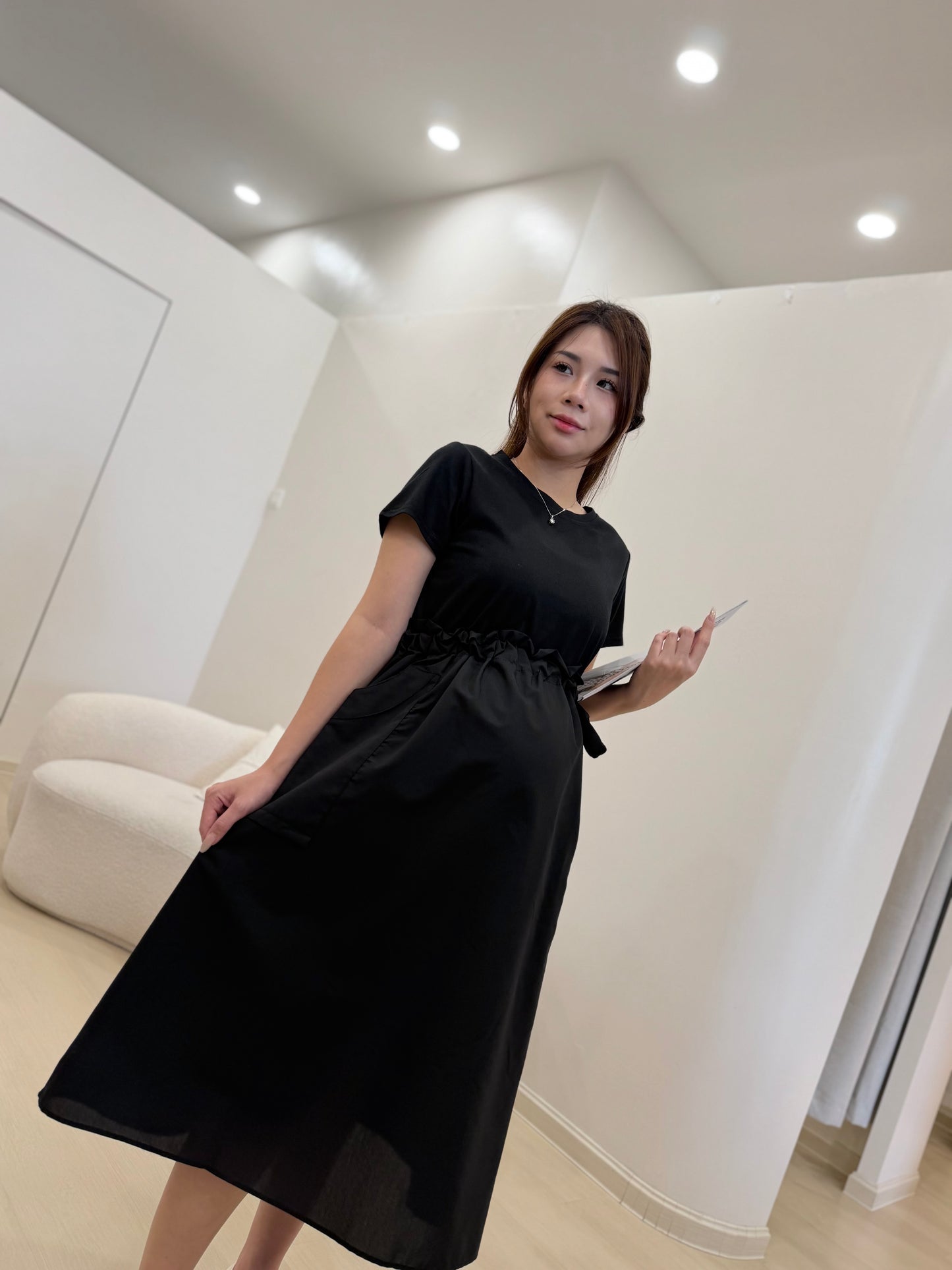 Zoyya Drawstring Pocket Flare Dress