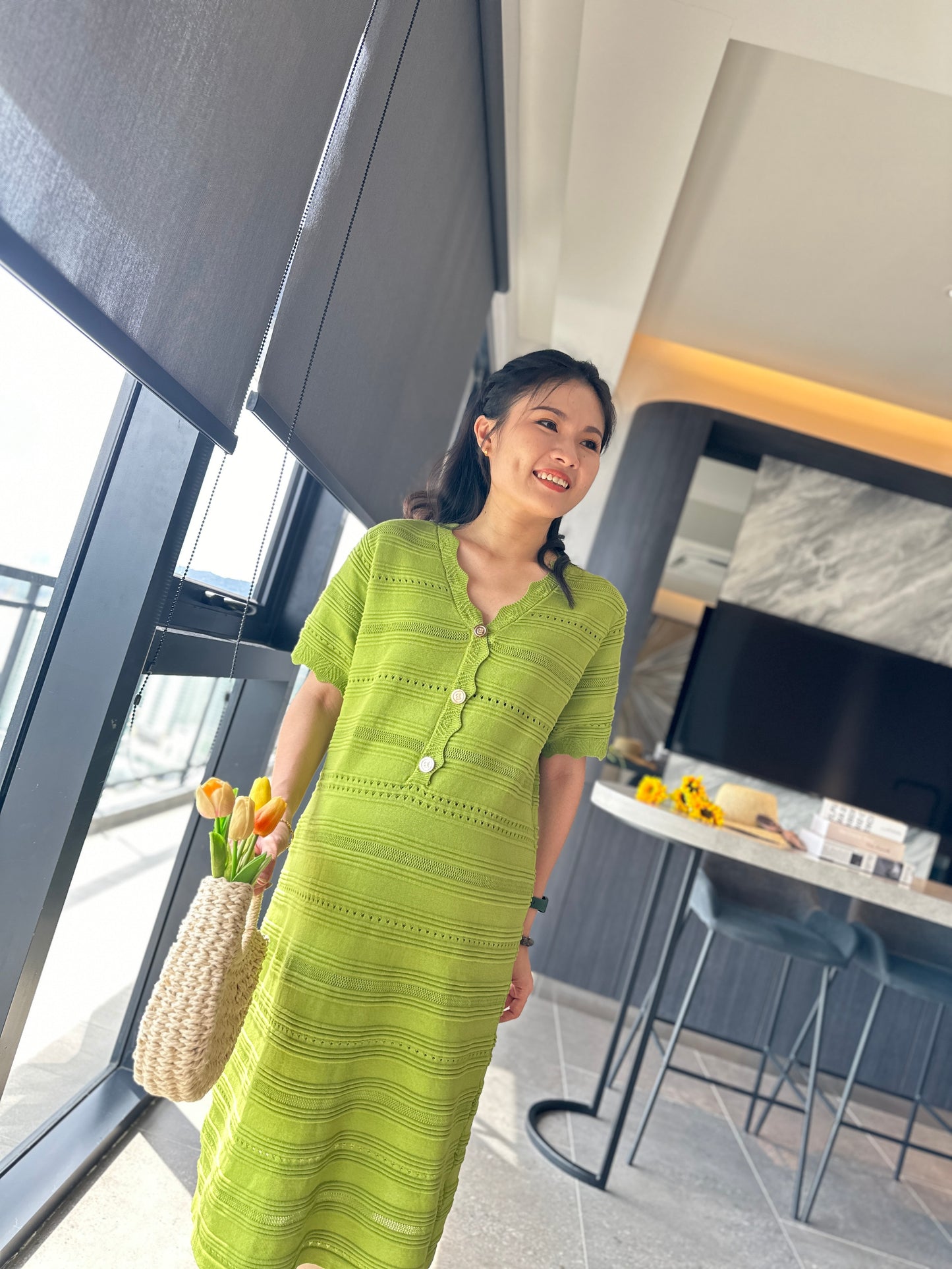 Aiiyee Hollow Knits Dress