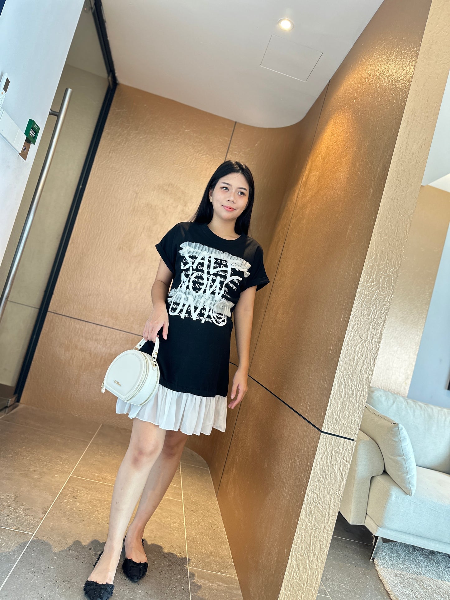 Faye Black Tee-Dress
