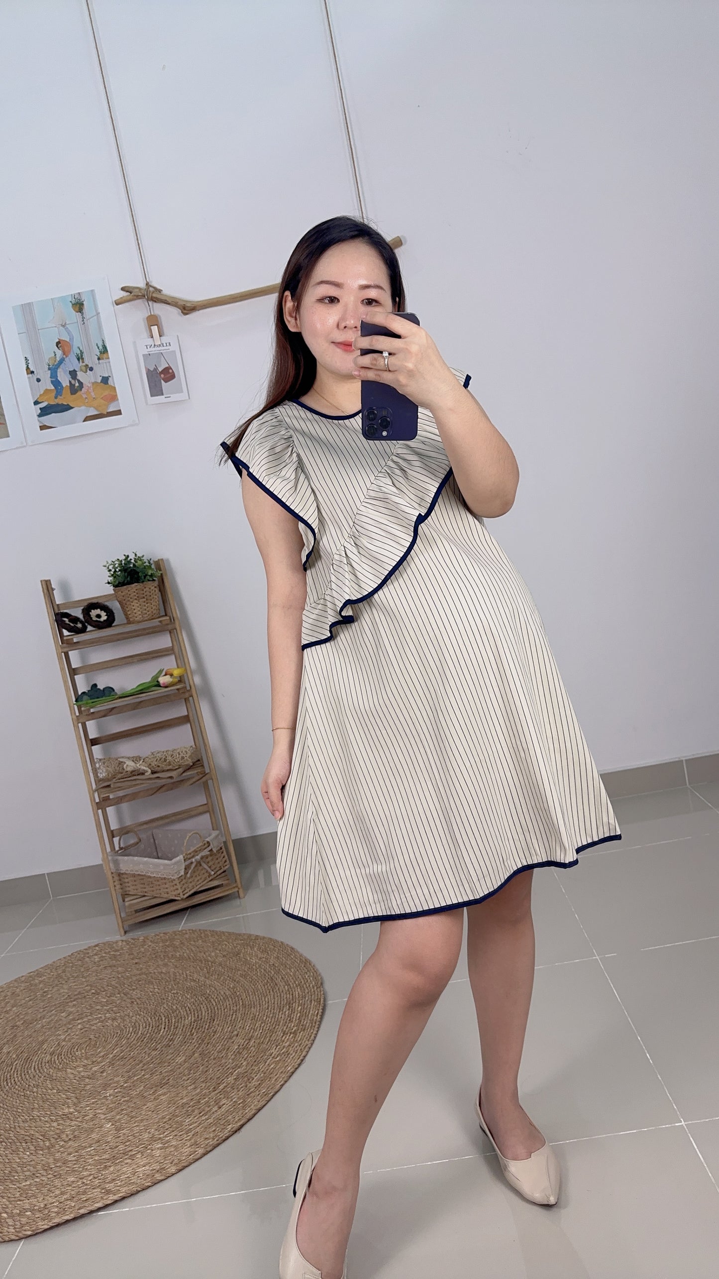 Alvera Ruffle Stripes Dress
