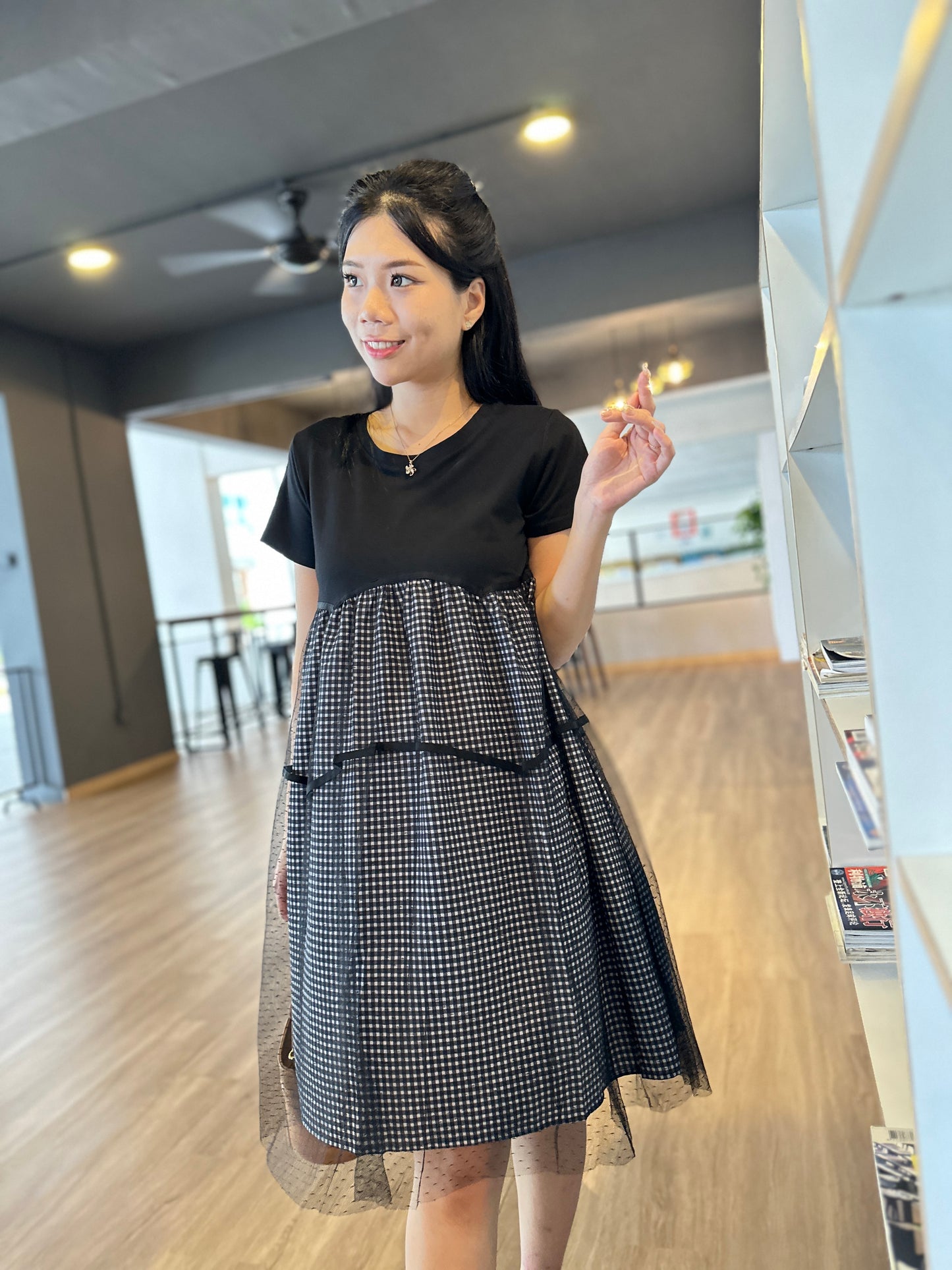 Morinn Black Belly Flare Dress
