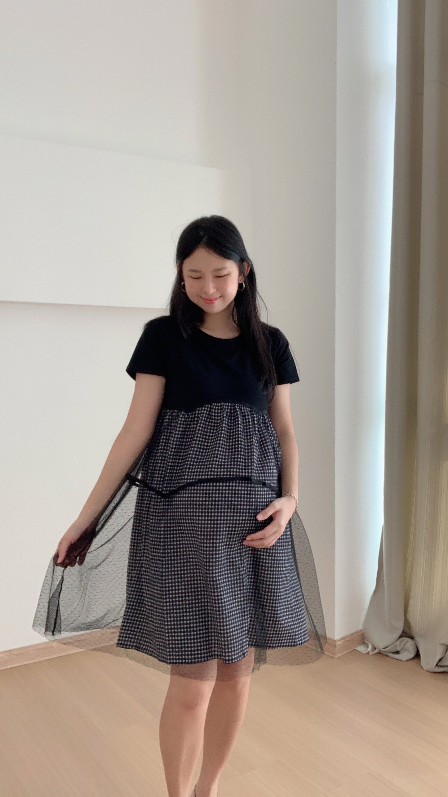 Morinn Black Belly Flare Dress