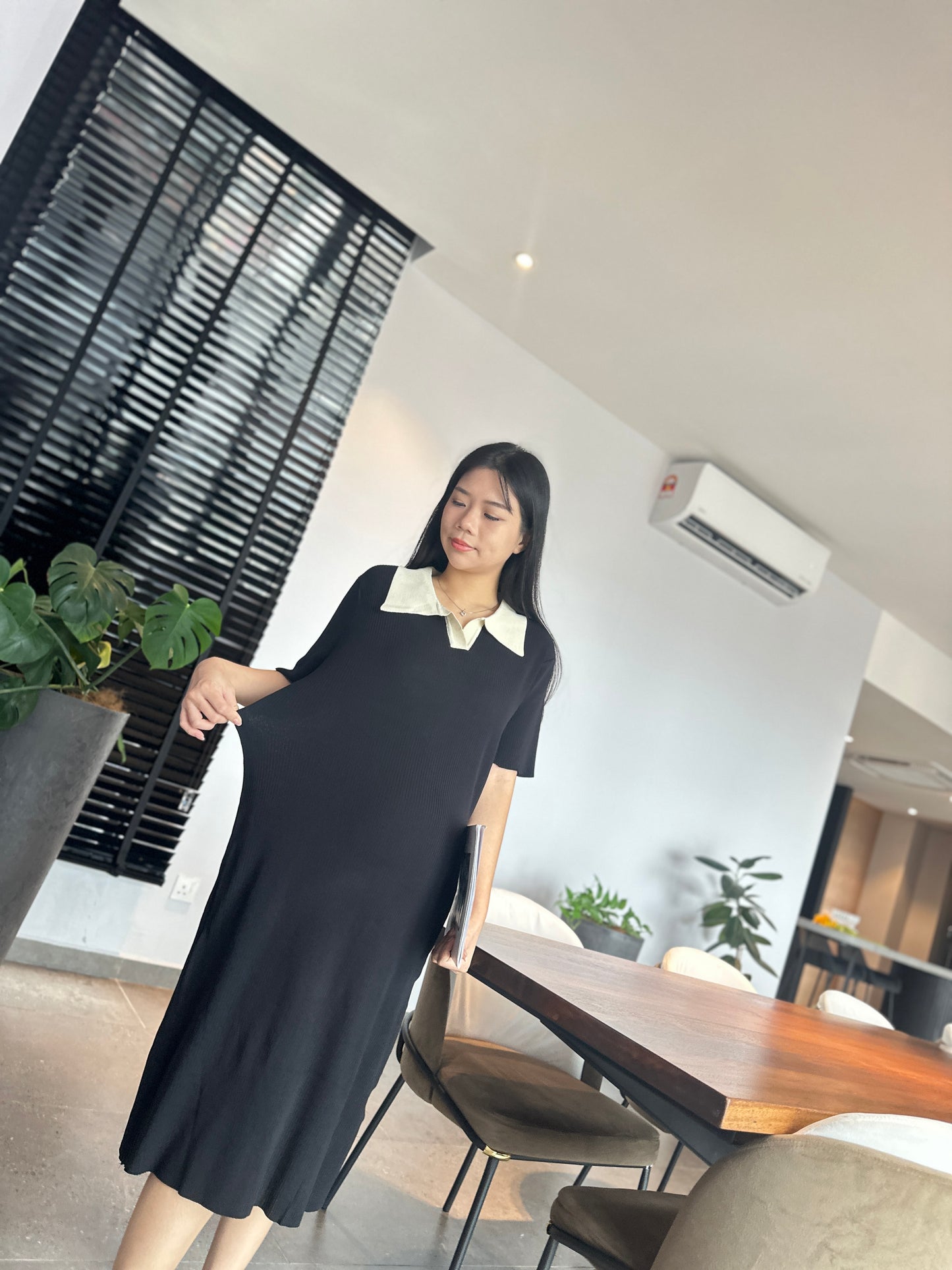 Leon Collared Stretchy Knits Dress