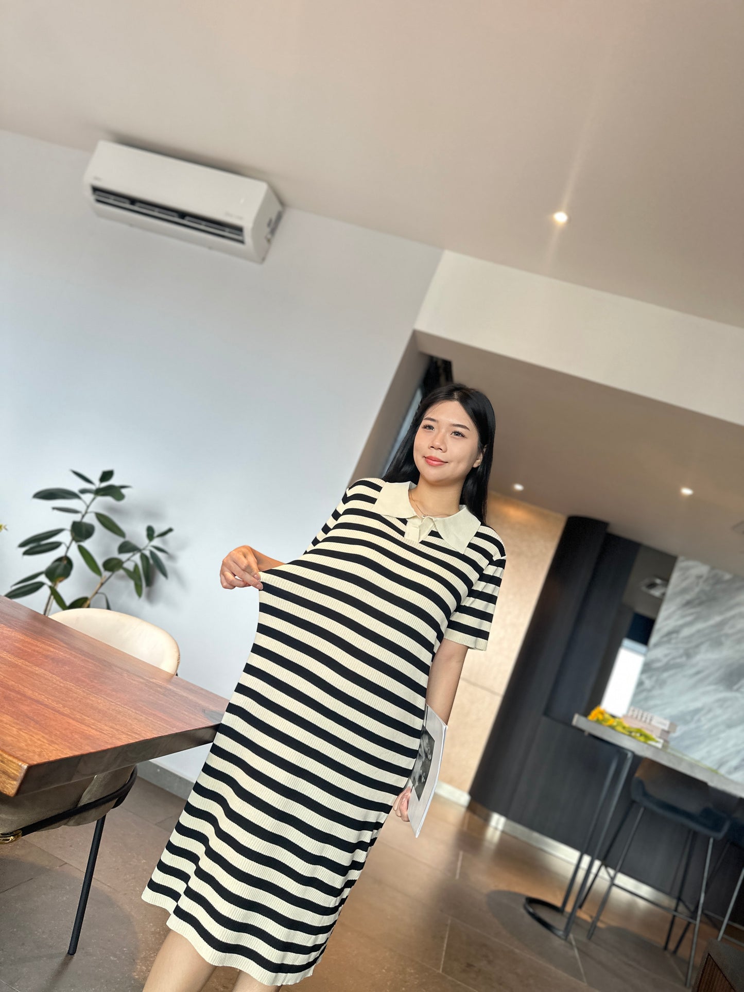 Leon Collared Stretchy Knits Dress