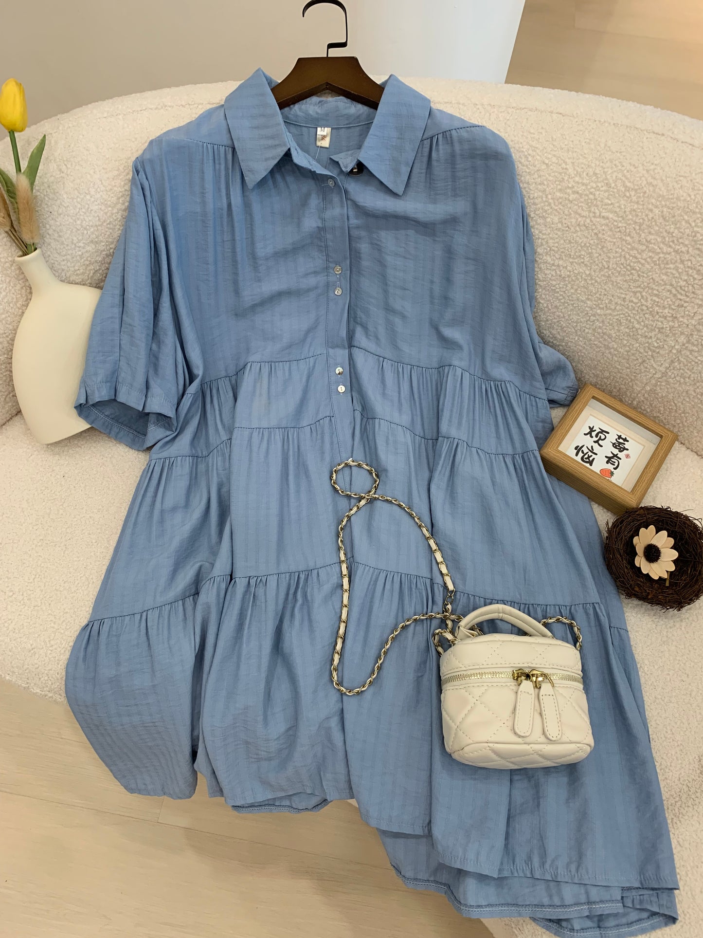 Lrene Button Flare Dress