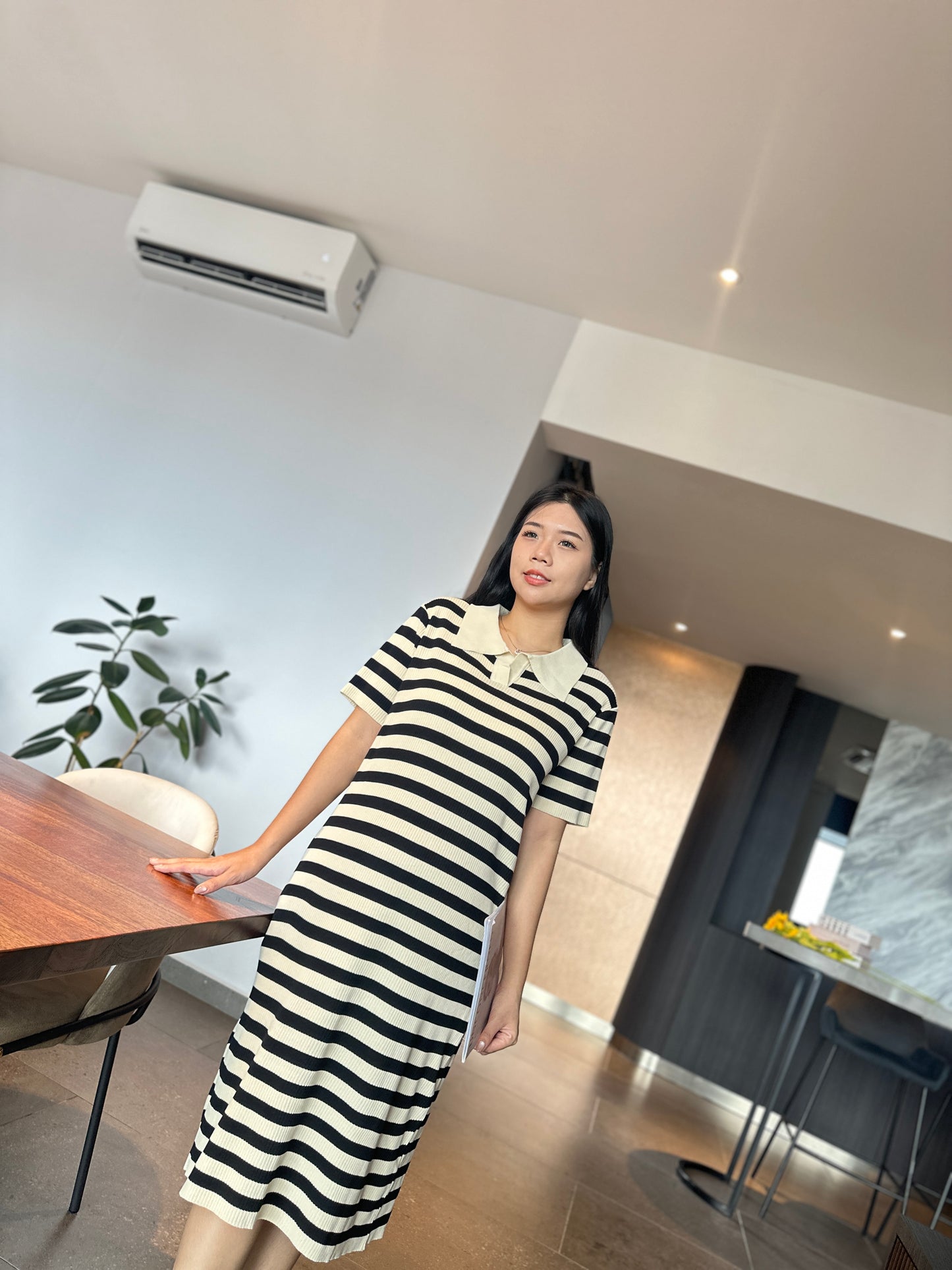Leon Collared Stretchy Knits Dress
