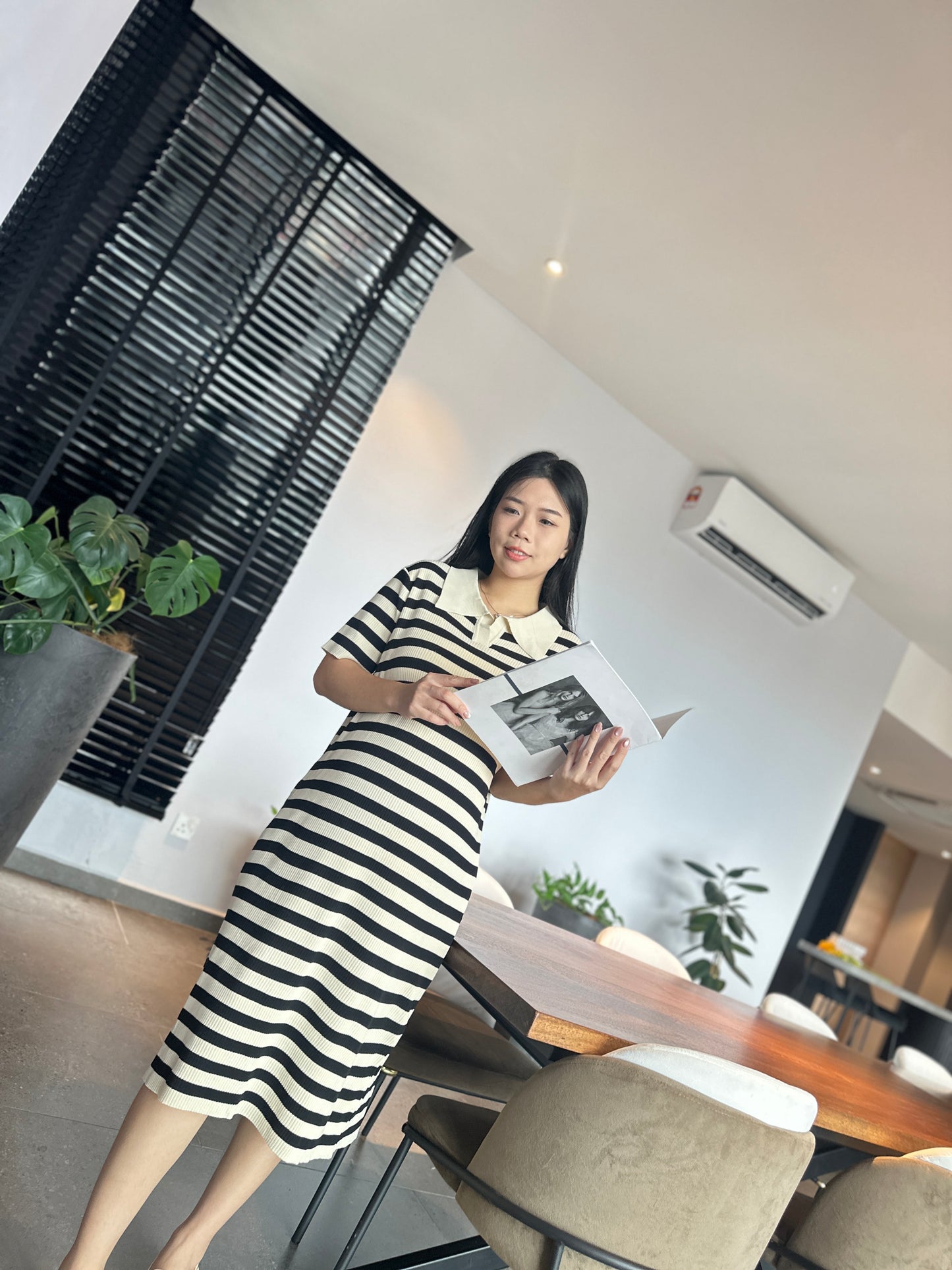 Leon Collared Stretchy Knits Dress