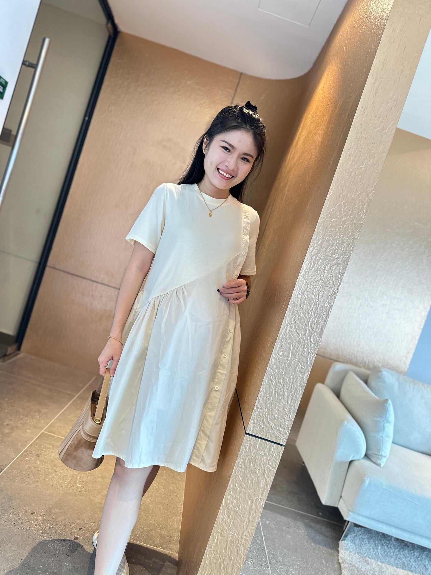 Vene Apricot Maternity Dress