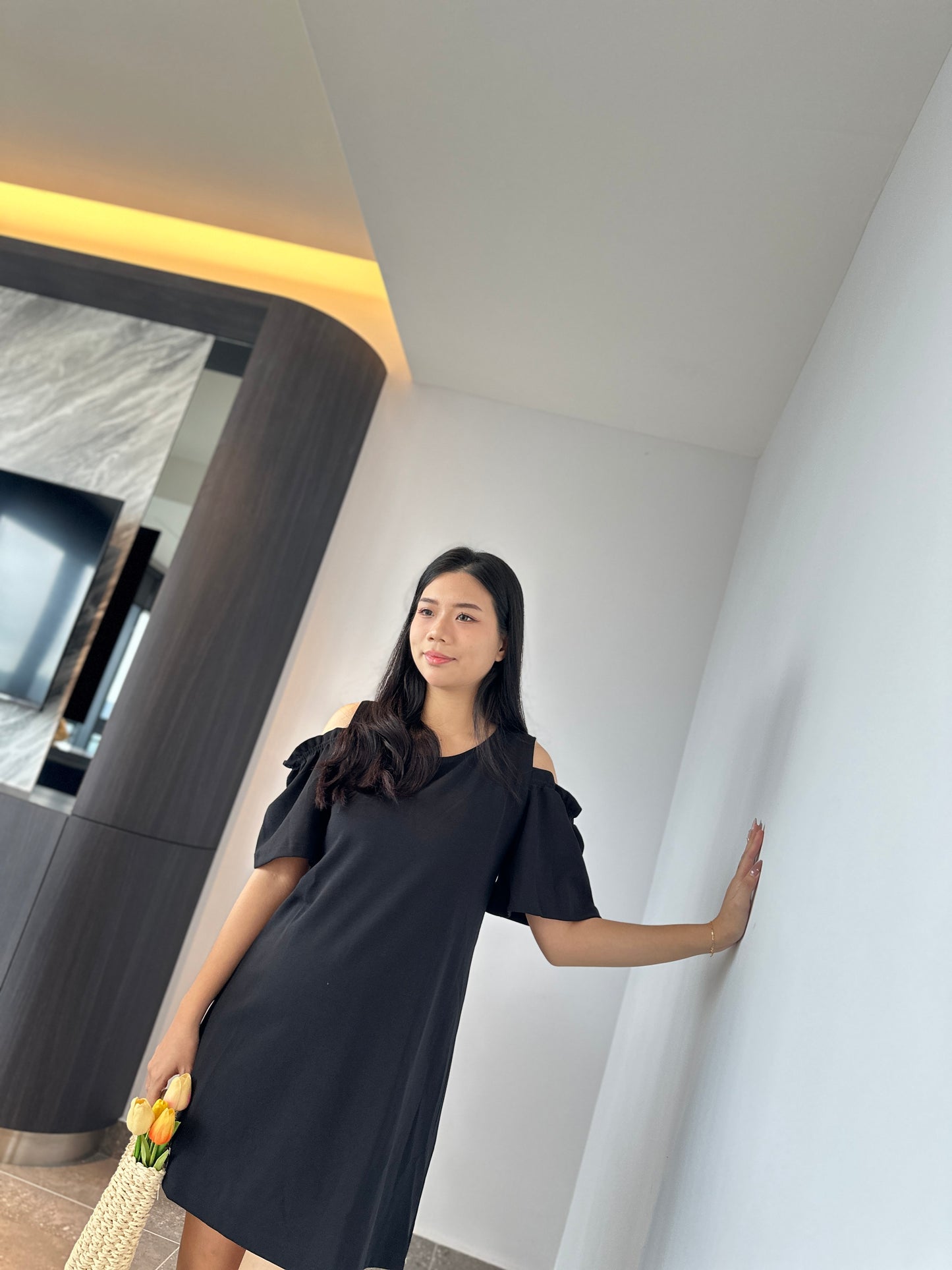 Odelia Chiffon Off Shoulder Dress