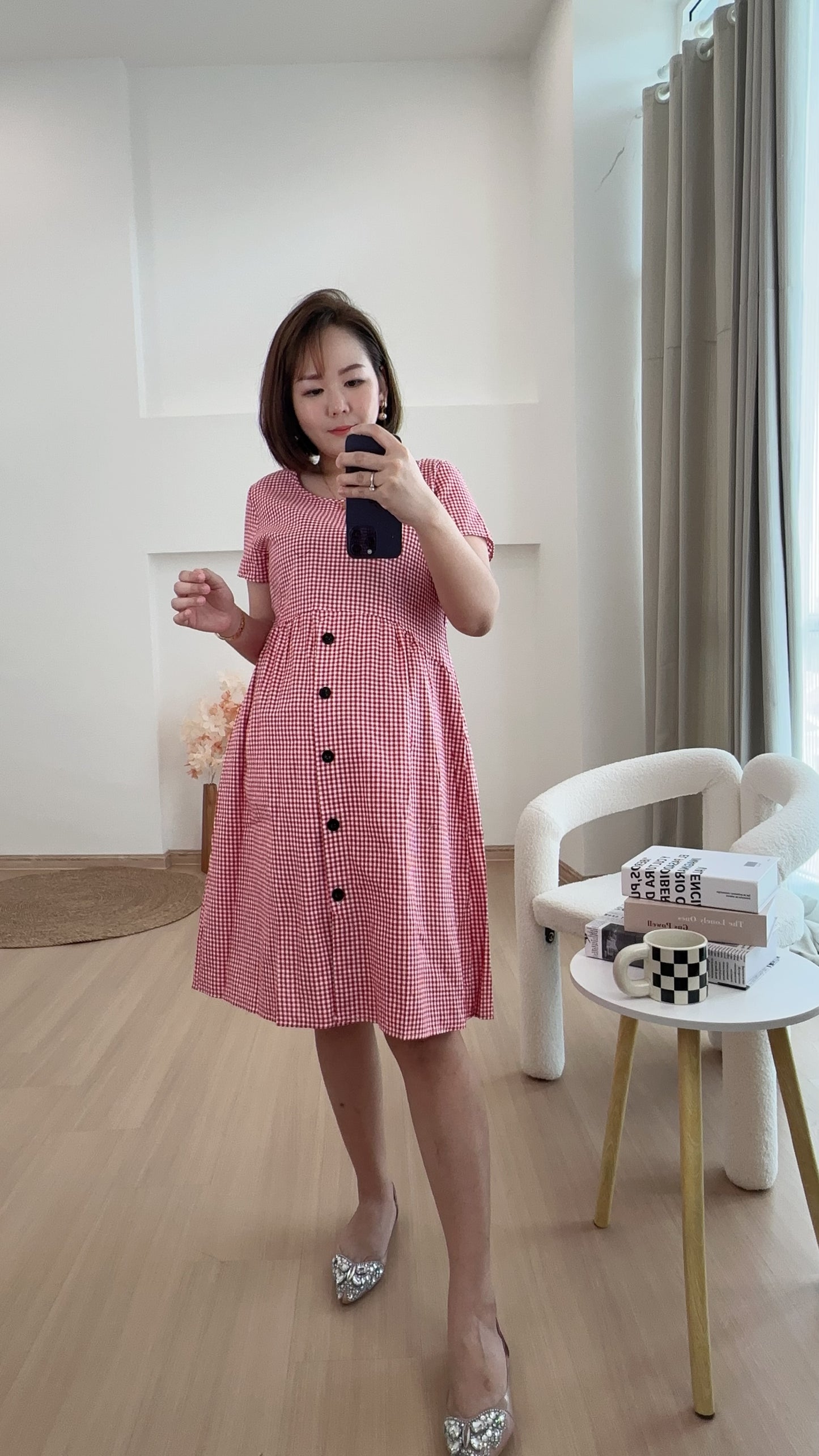 Xena Sleeved Grid Dress