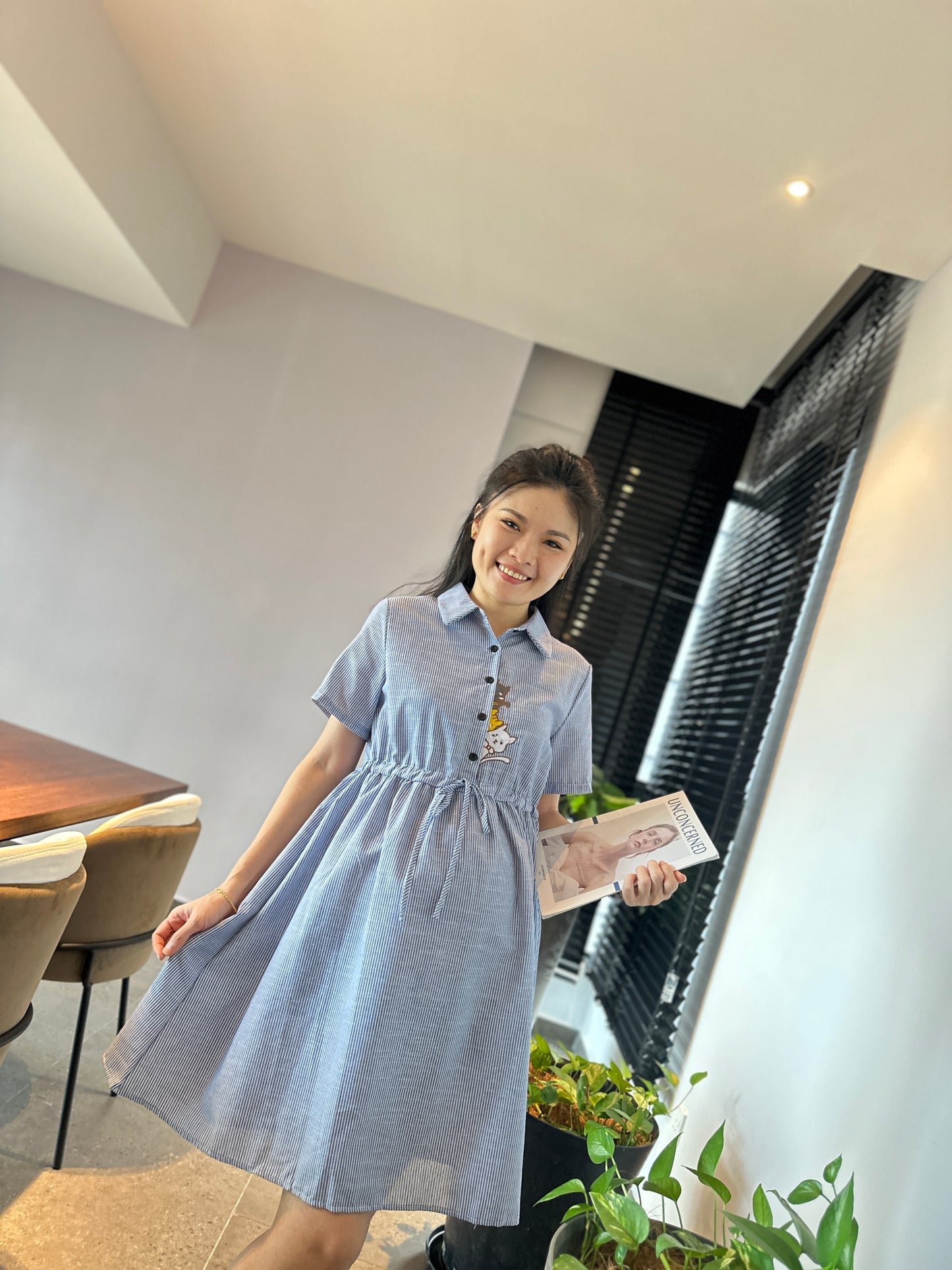 Weyzoe Kitten Blue Stripes Dress