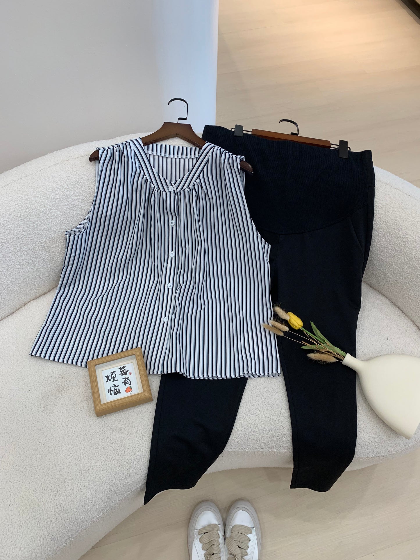 Candy Sleeveless Striped Blouse