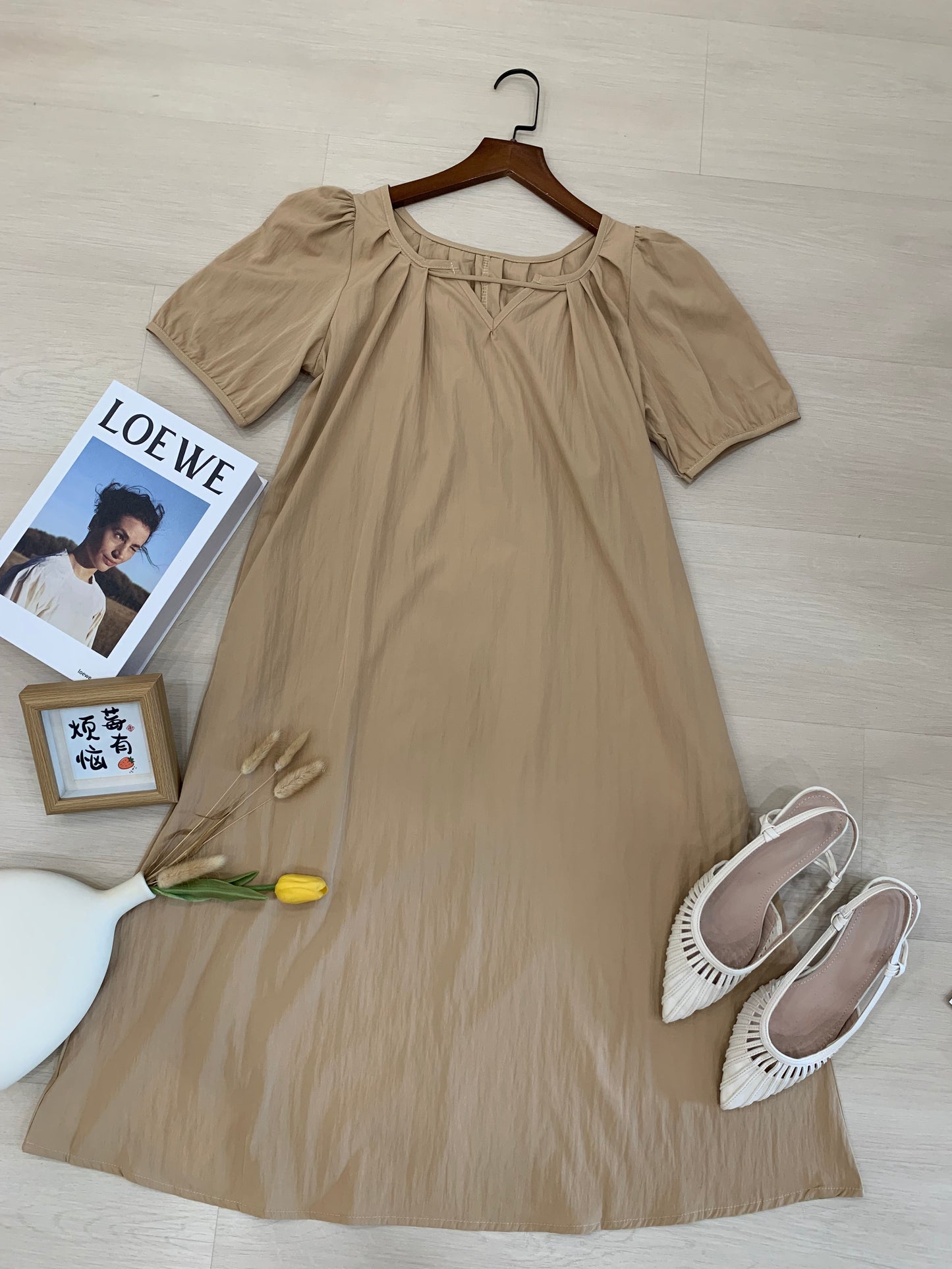 Mindee Khaki Loose Dress