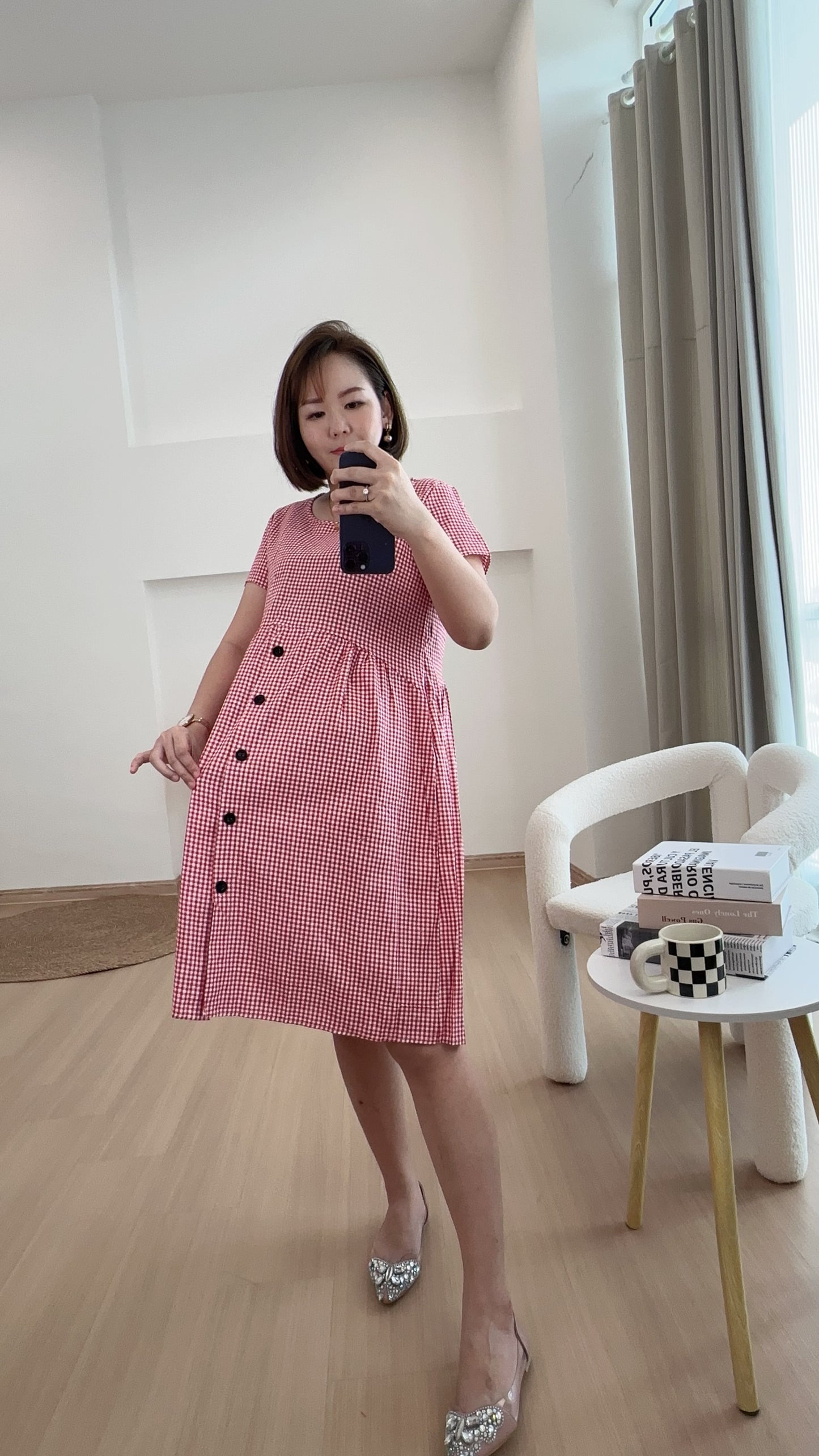 Xena Sleeved Grid Dress