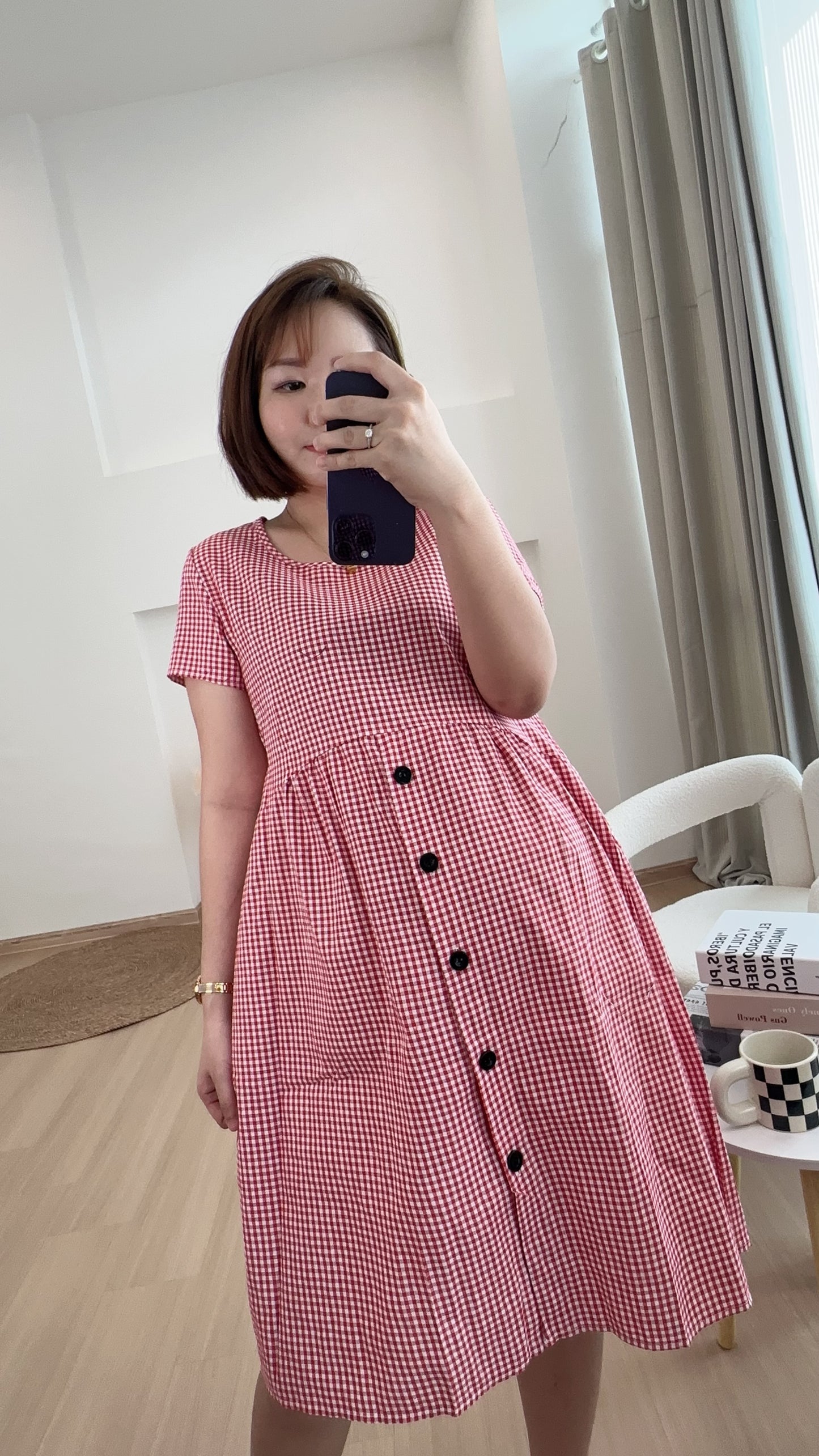 Xena Sleeved Grid Dress