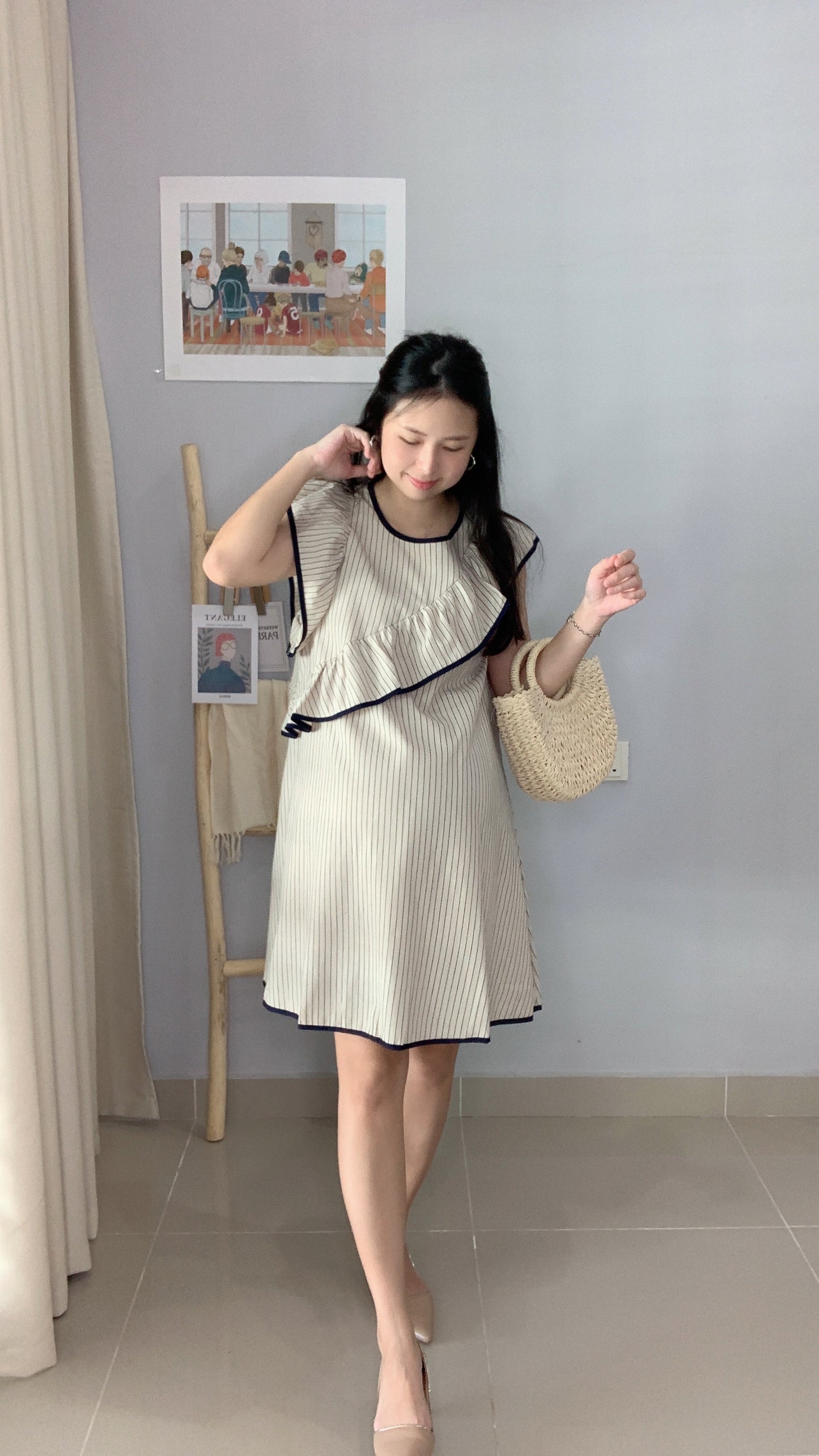 Alvera Ruffle Stripes Dress