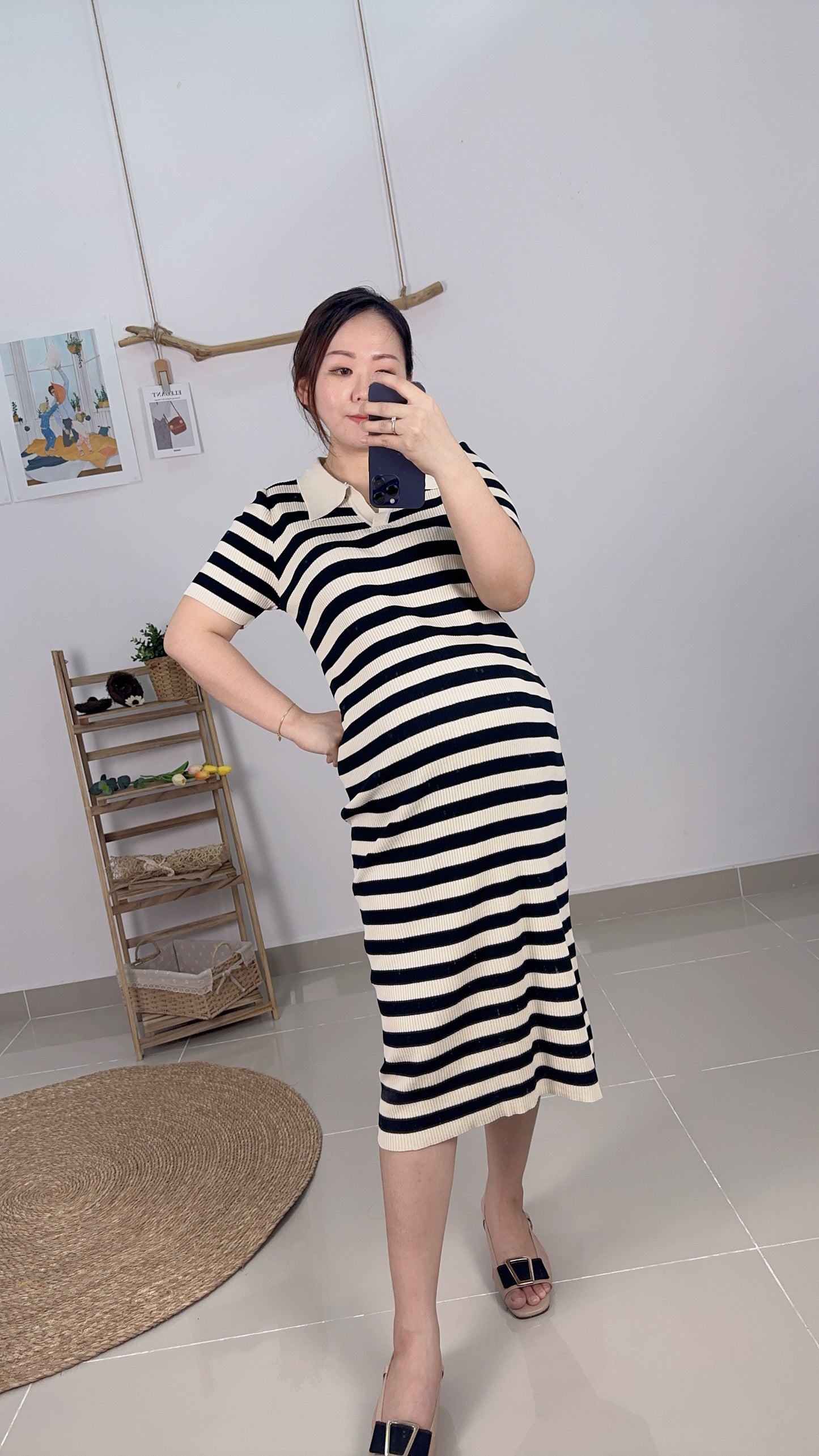 Leon Collared Stretchy Knits Dress
