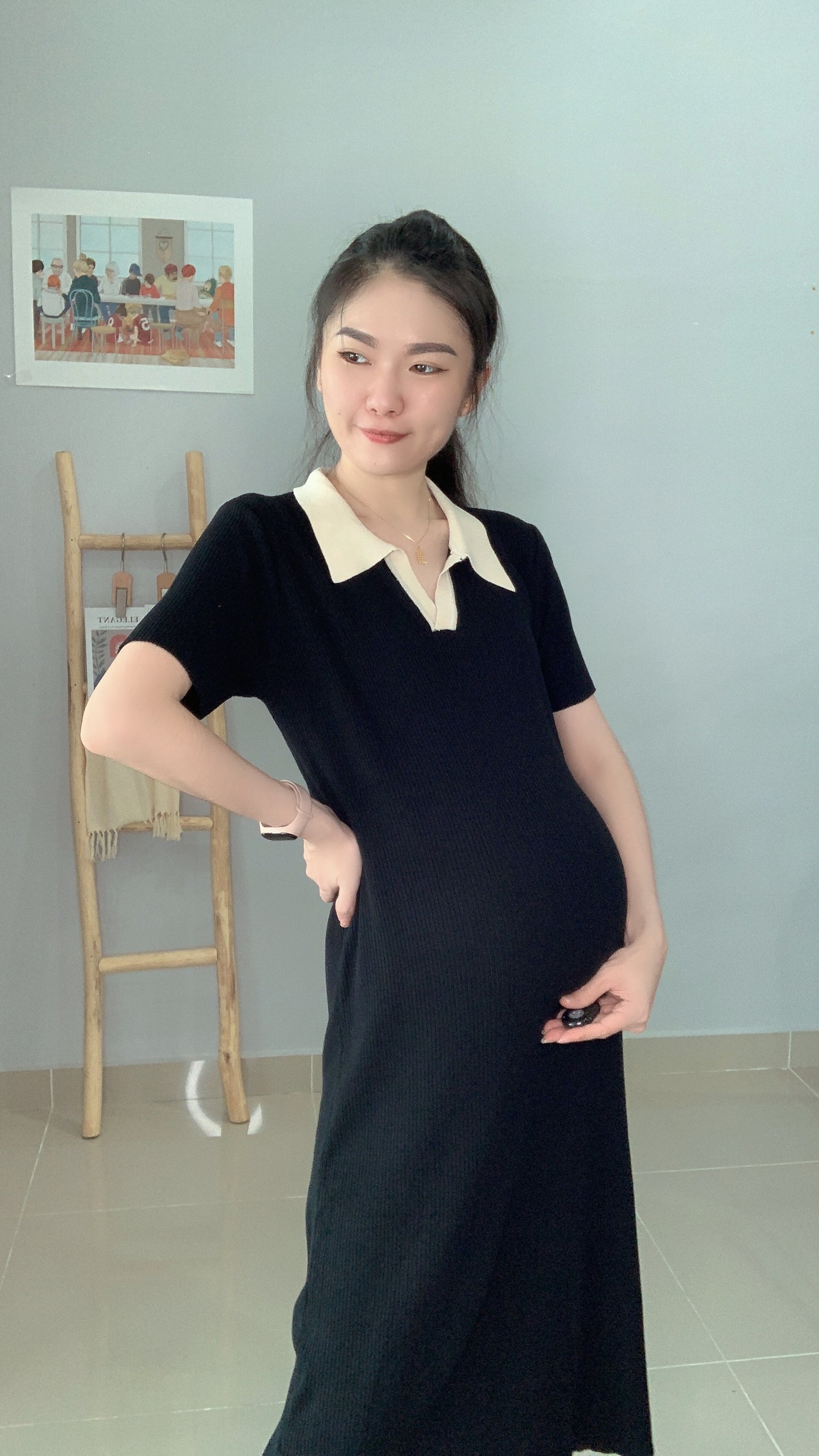 Leon Collared Stretchy Knits Dress