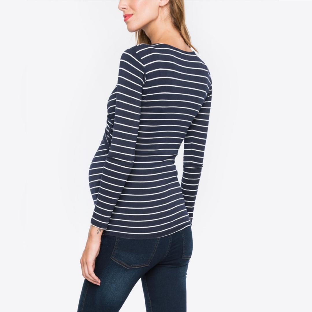 Stripes Long Sleeve Maternity & Nursing Top