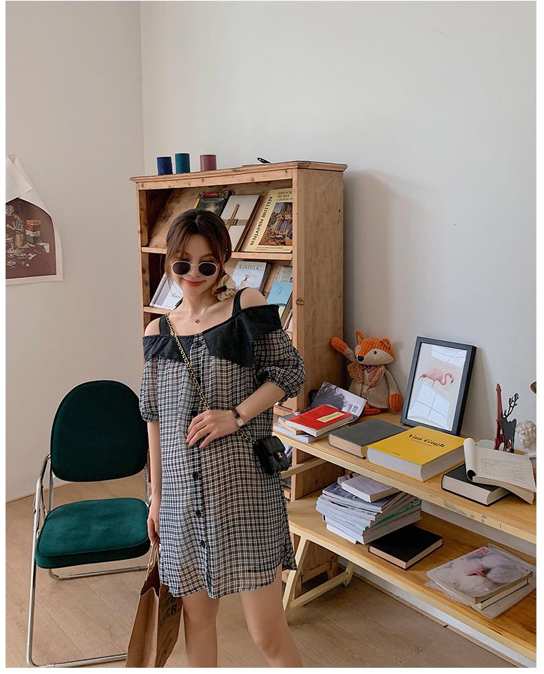 Emma Black & White Grid Maternity Dress