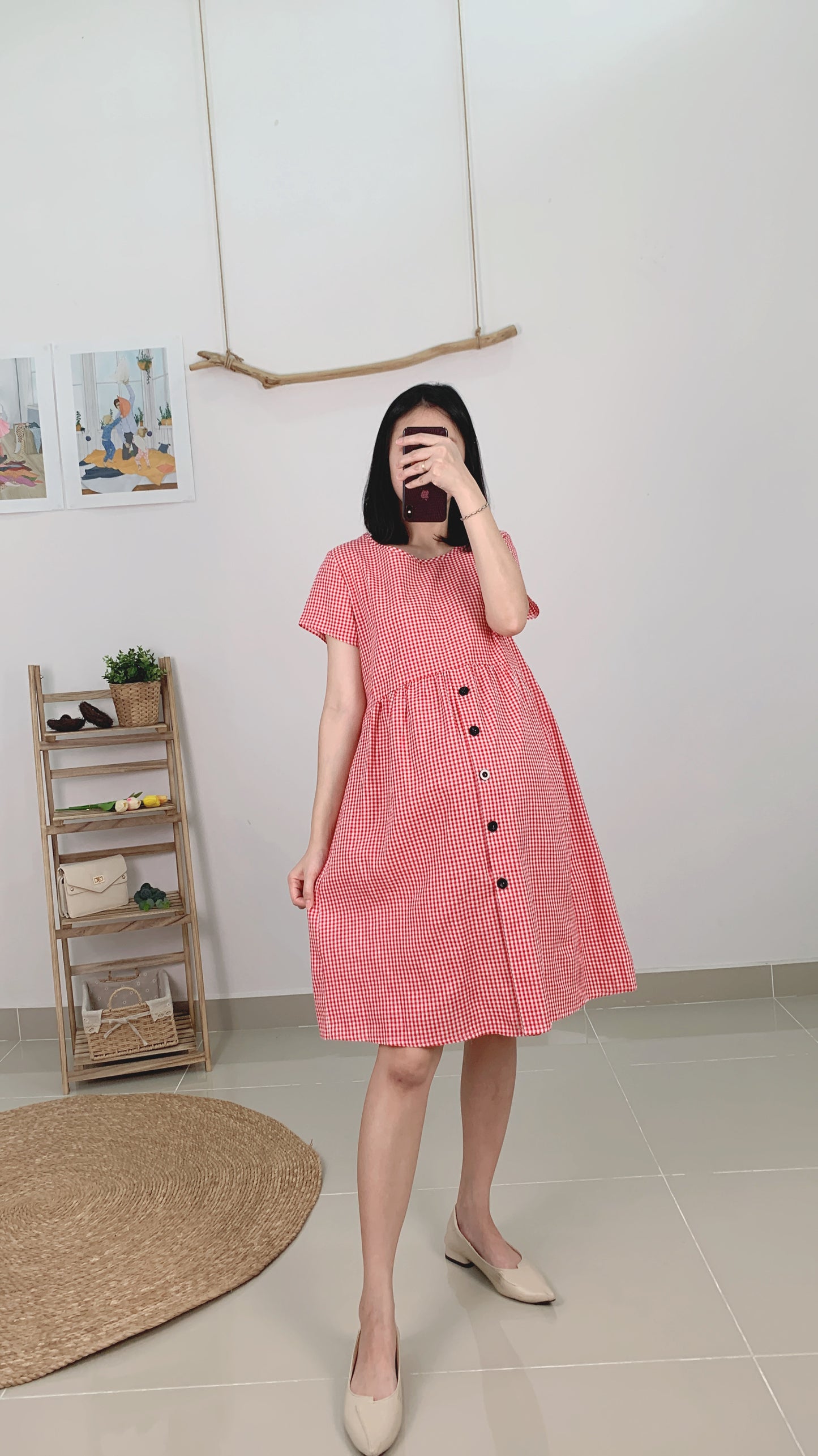 Xena Sleeved Grid Dress