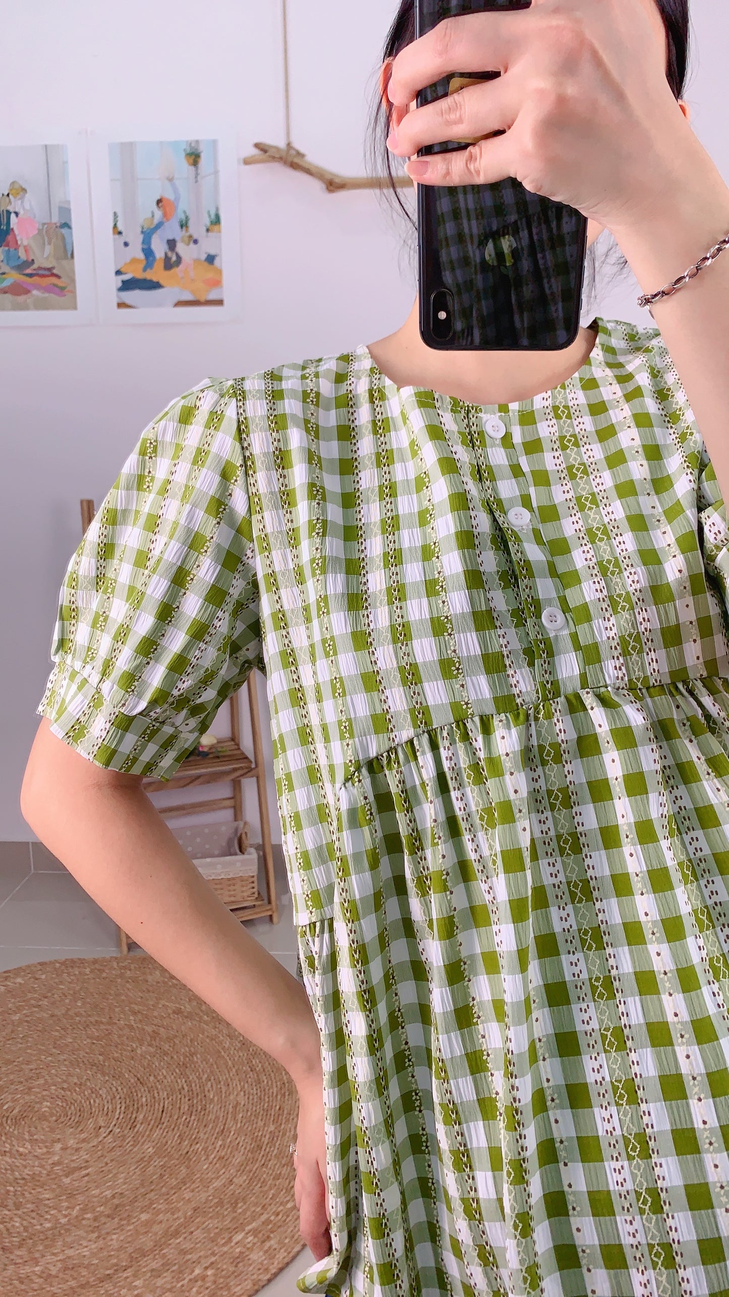 Milla Grid Sleeve Top
