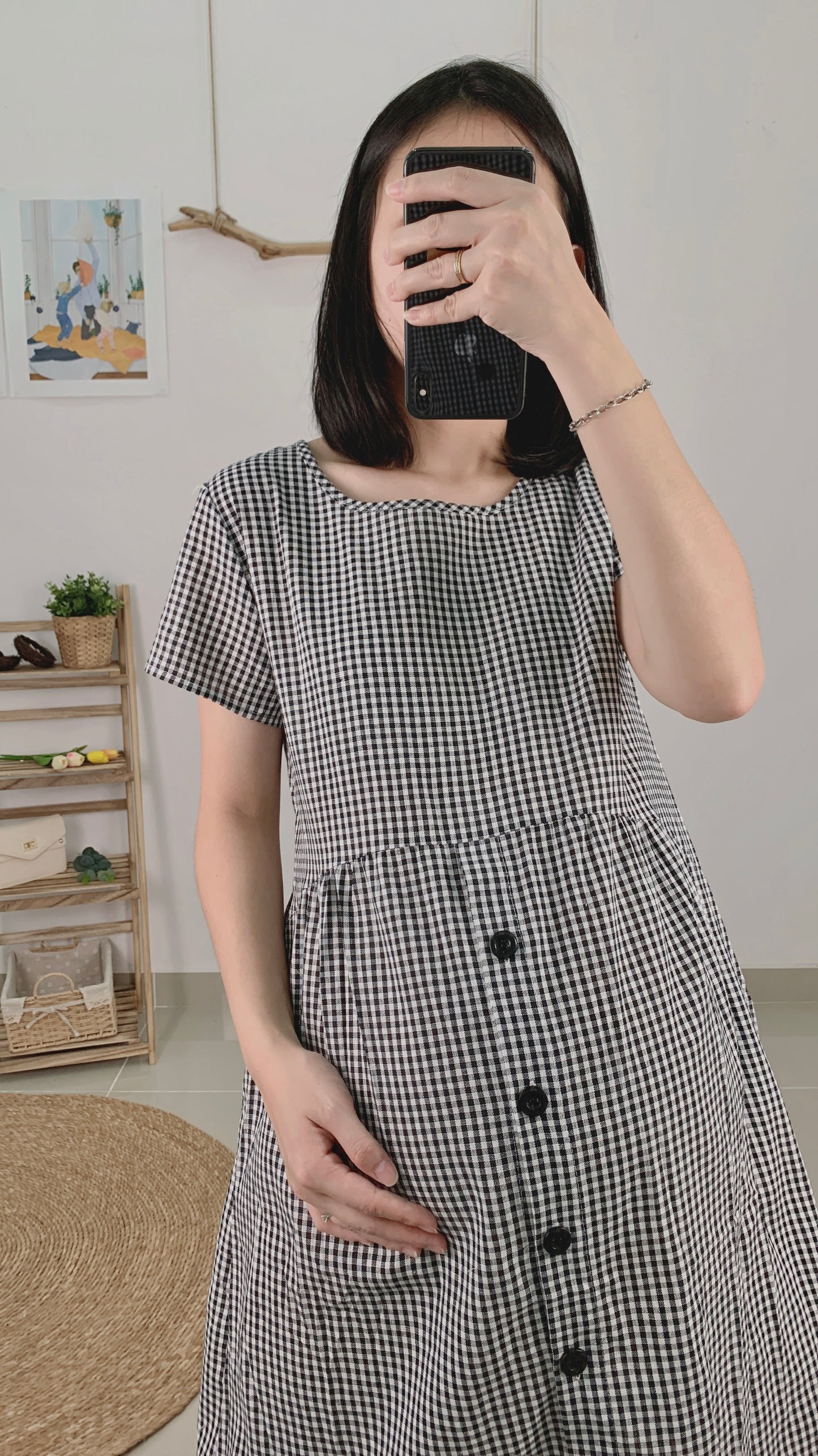 Xena Sleeved Grid Dress