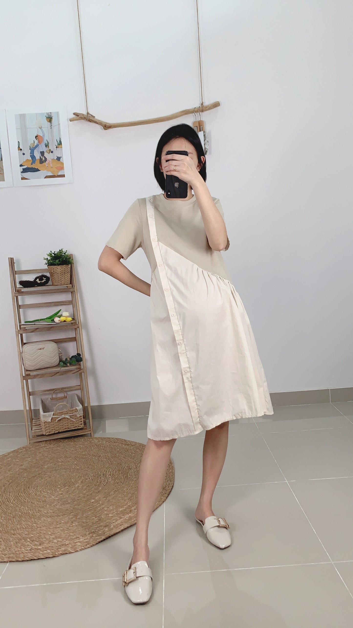 Vene Apricot Maternity Dress