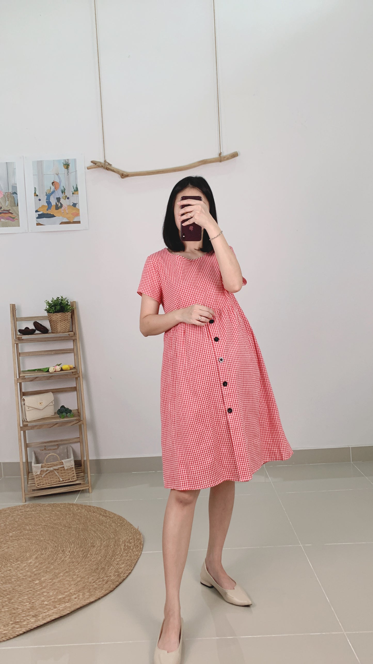Xena Sleeved Grid Dress