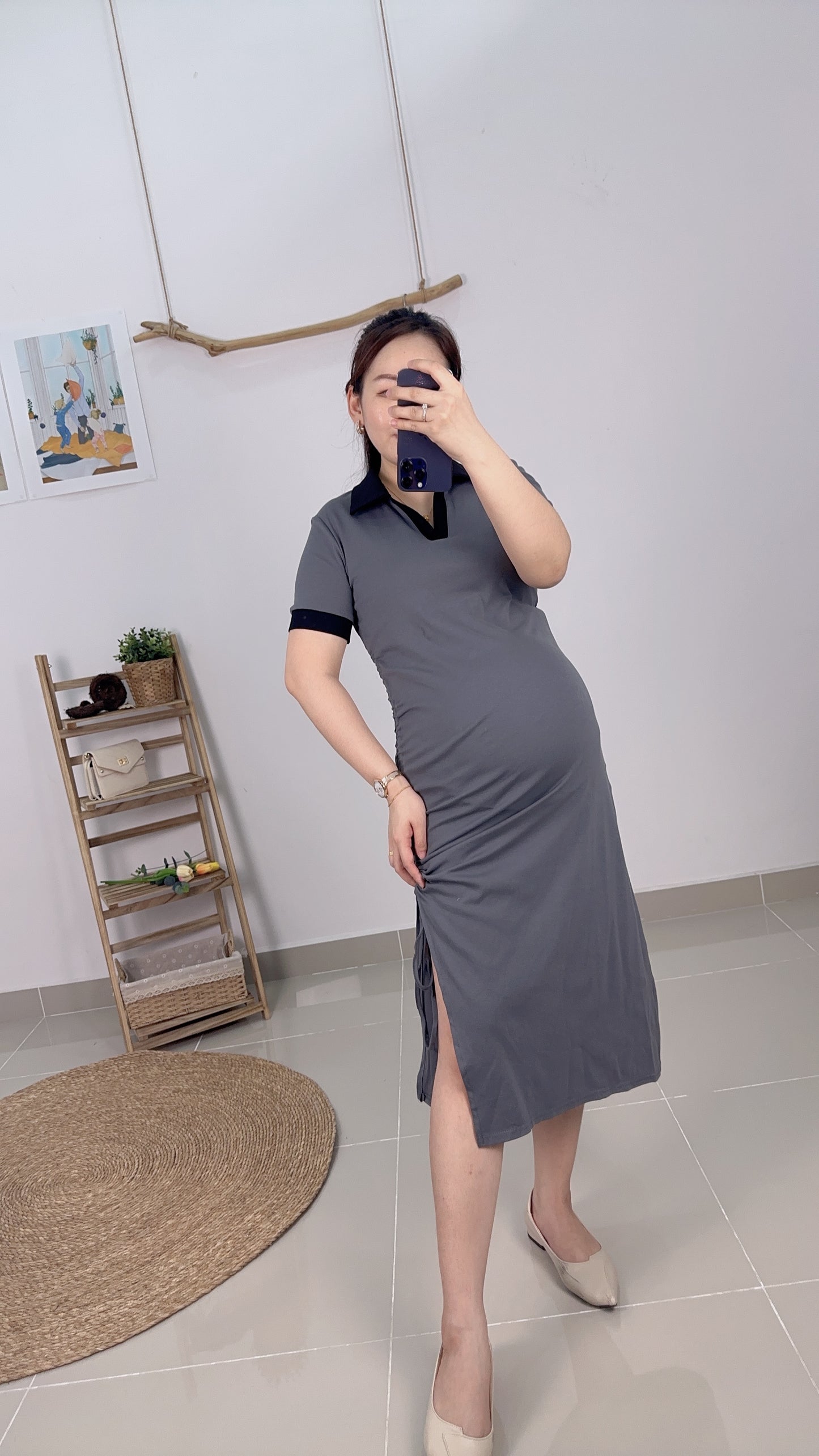 Reen Fitted Cotton Collared Dress