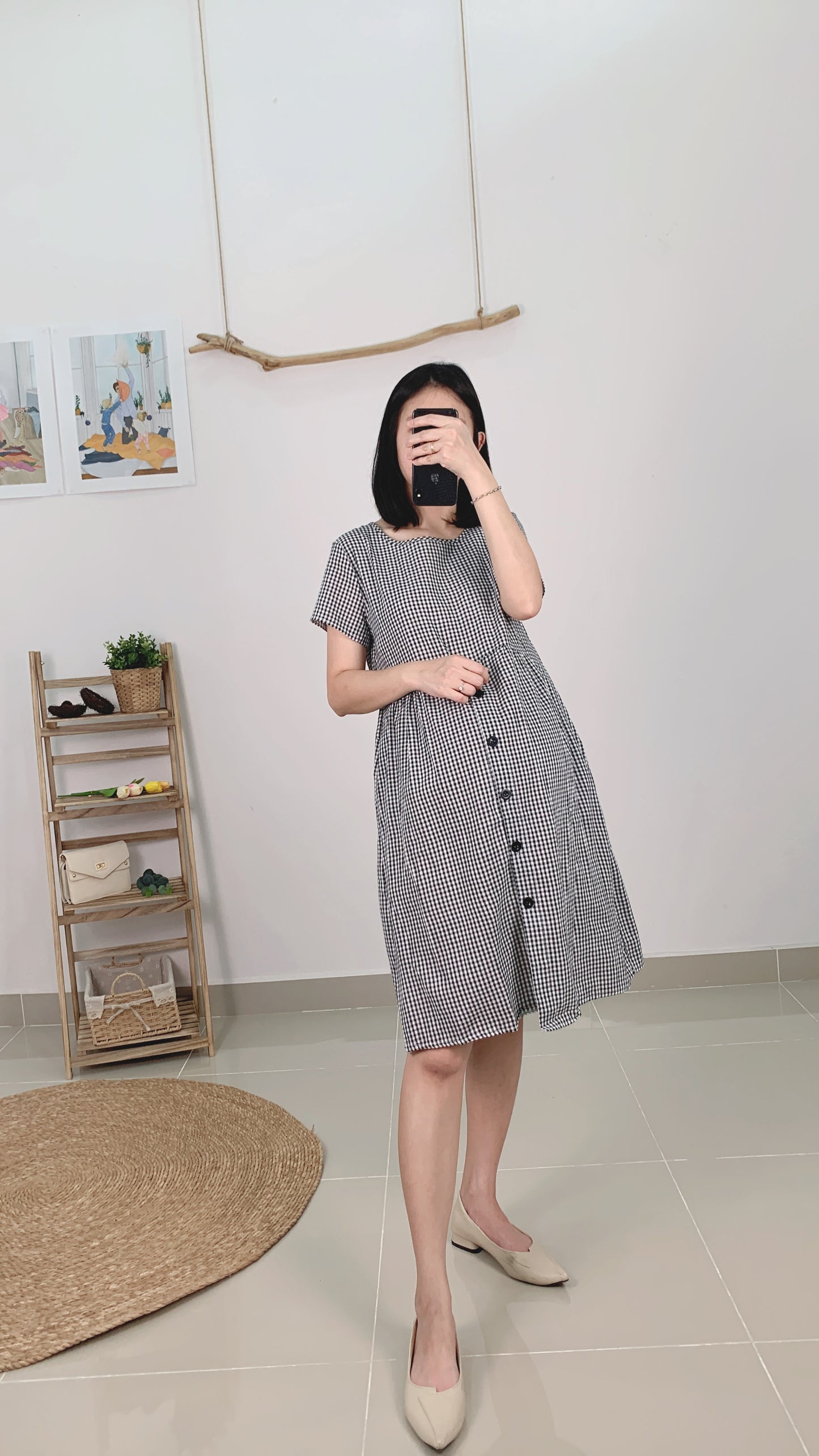 Xena Sleeved Grid Dress