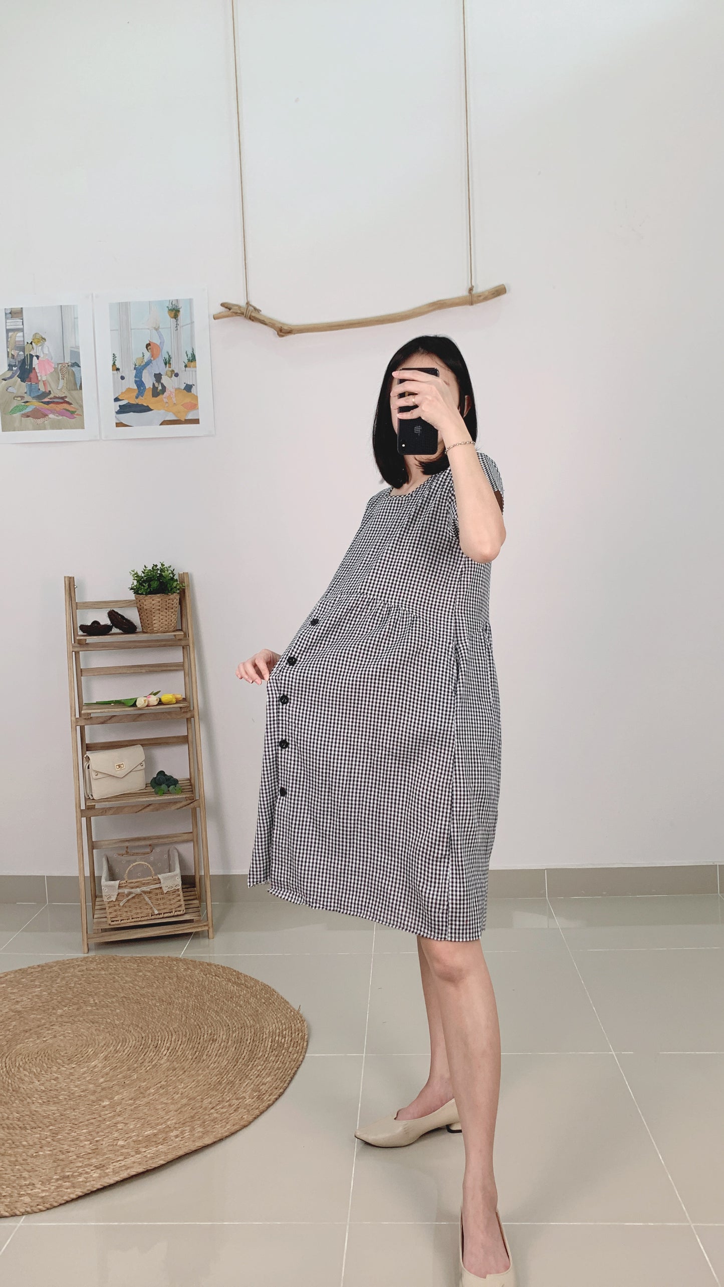 Xena Sleeved Grid Dress