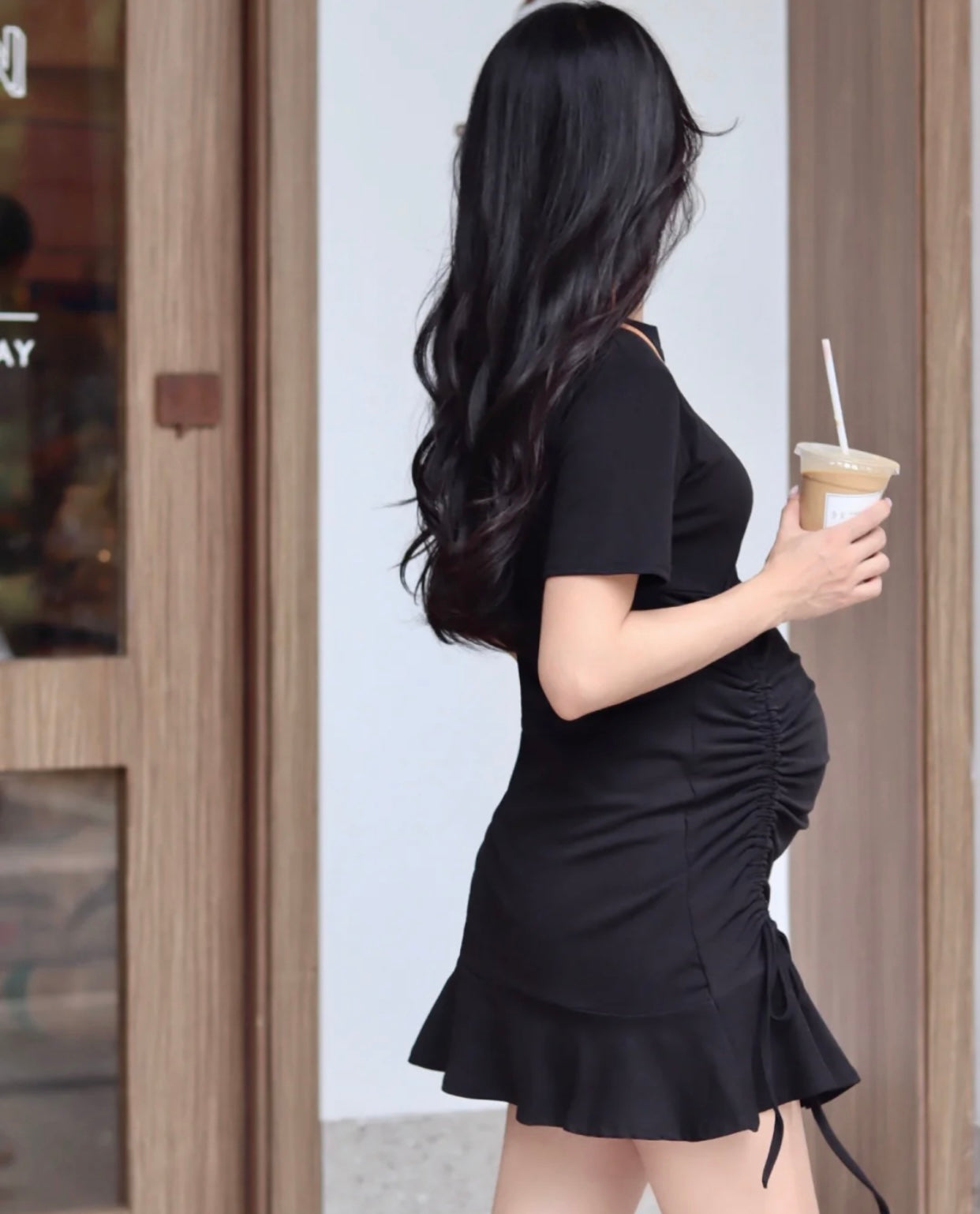 Basic Plain Short Sleeve Maternity Dress
