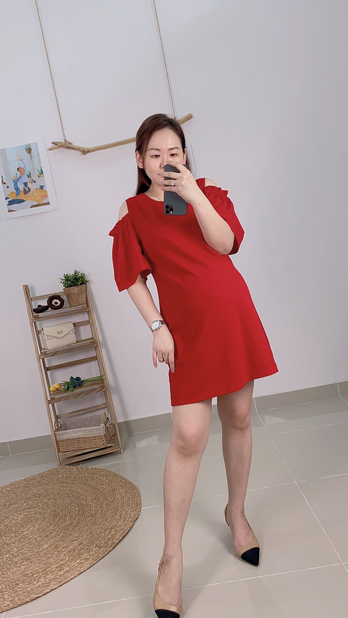 Odelia Chiffon Off Shoulder Dress