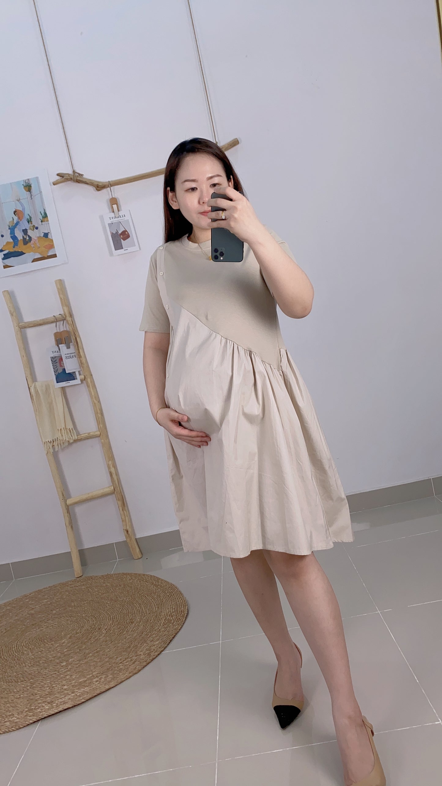 Vene Apricot Maternity Dress