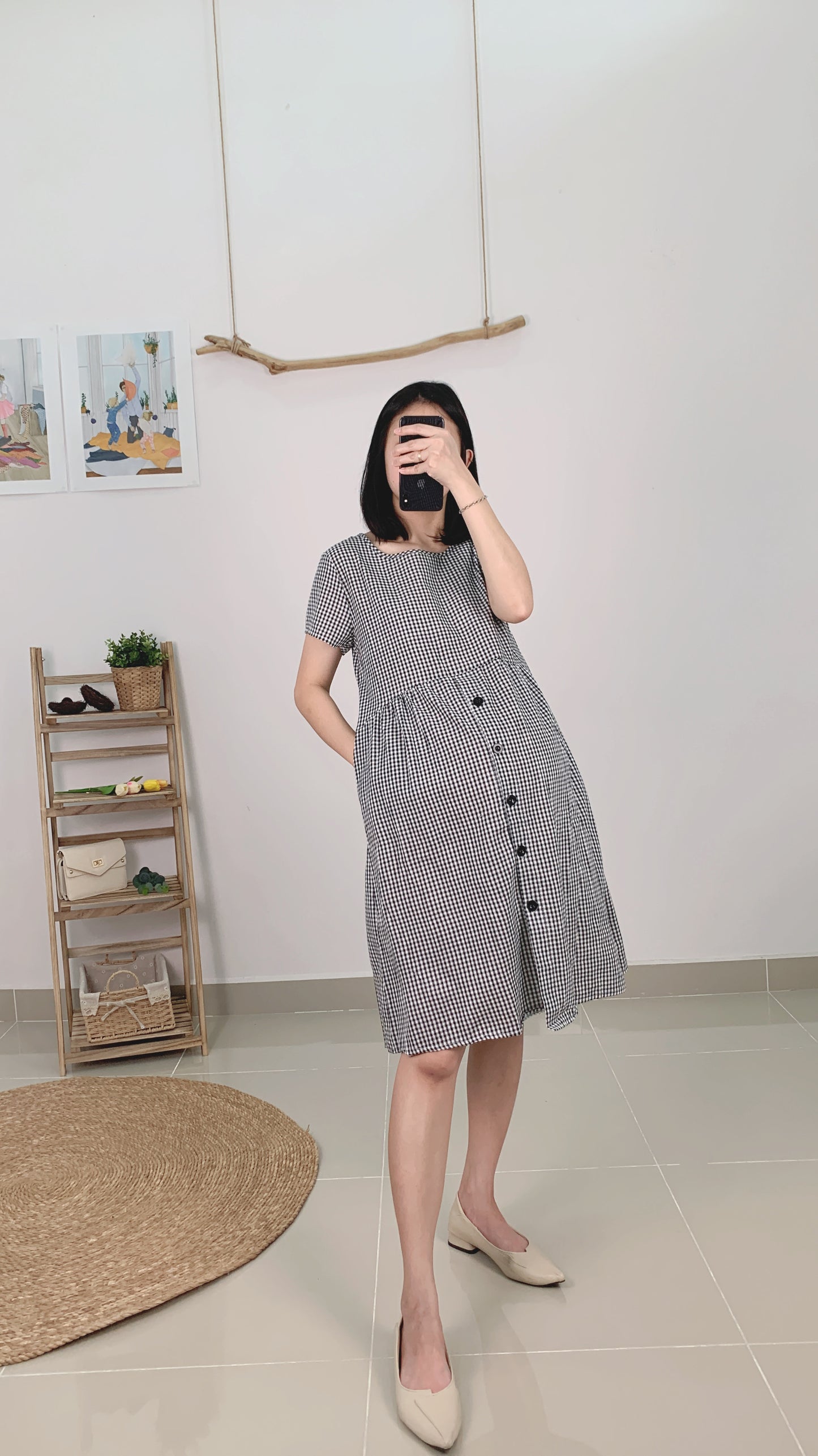 Xena Sleeved Grid Dress