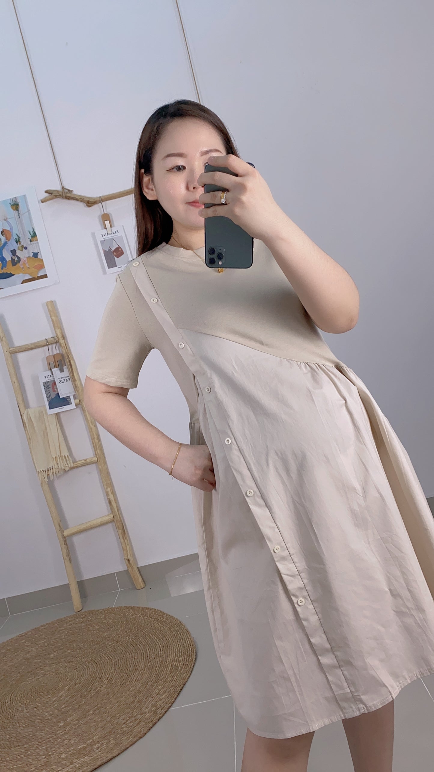 Vene Apricot Maternity Dress