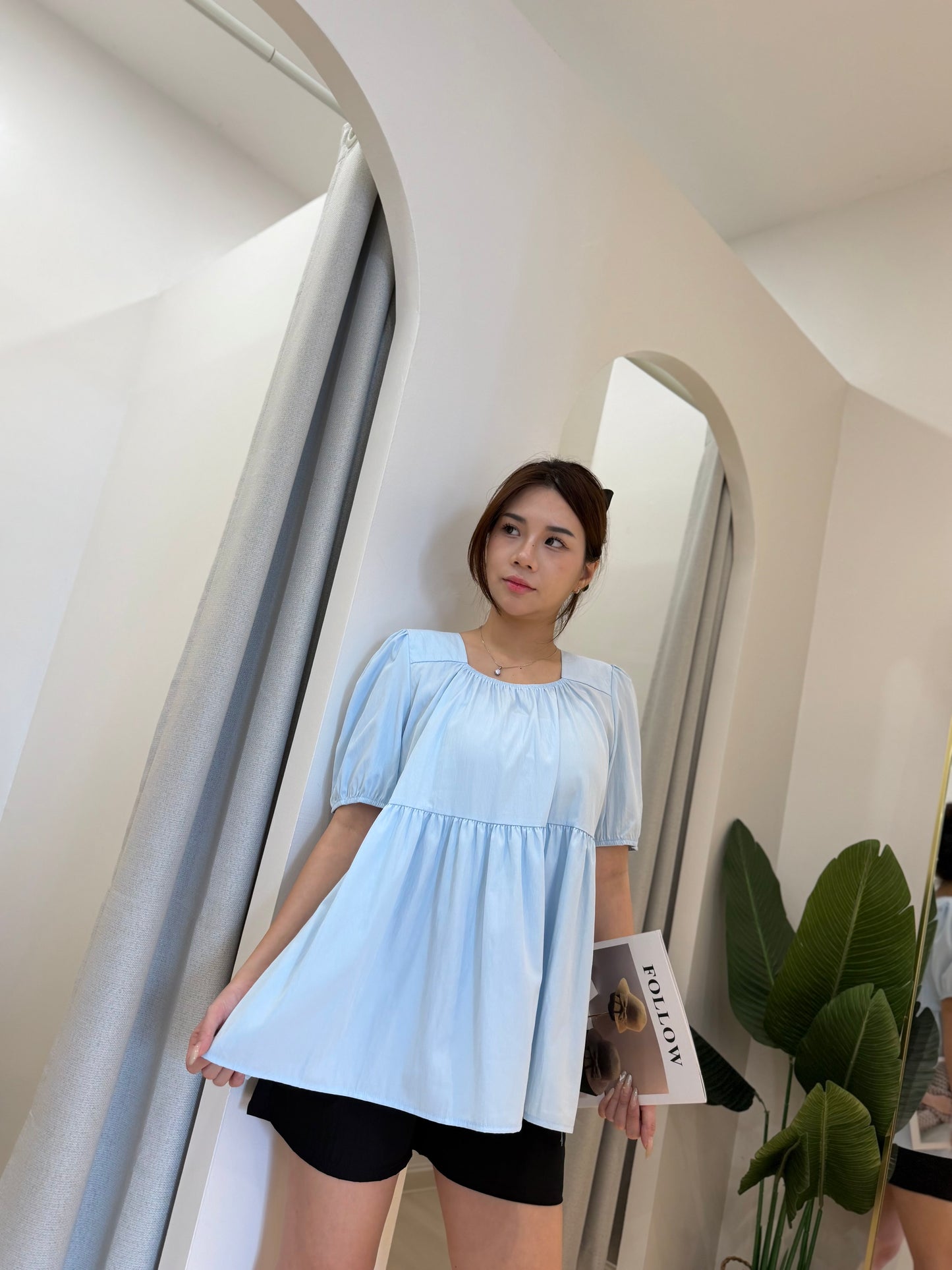 Cassia Babydoll Square Neck Top
