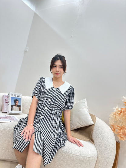 Hazel Black And White Plaid Maternity Dress