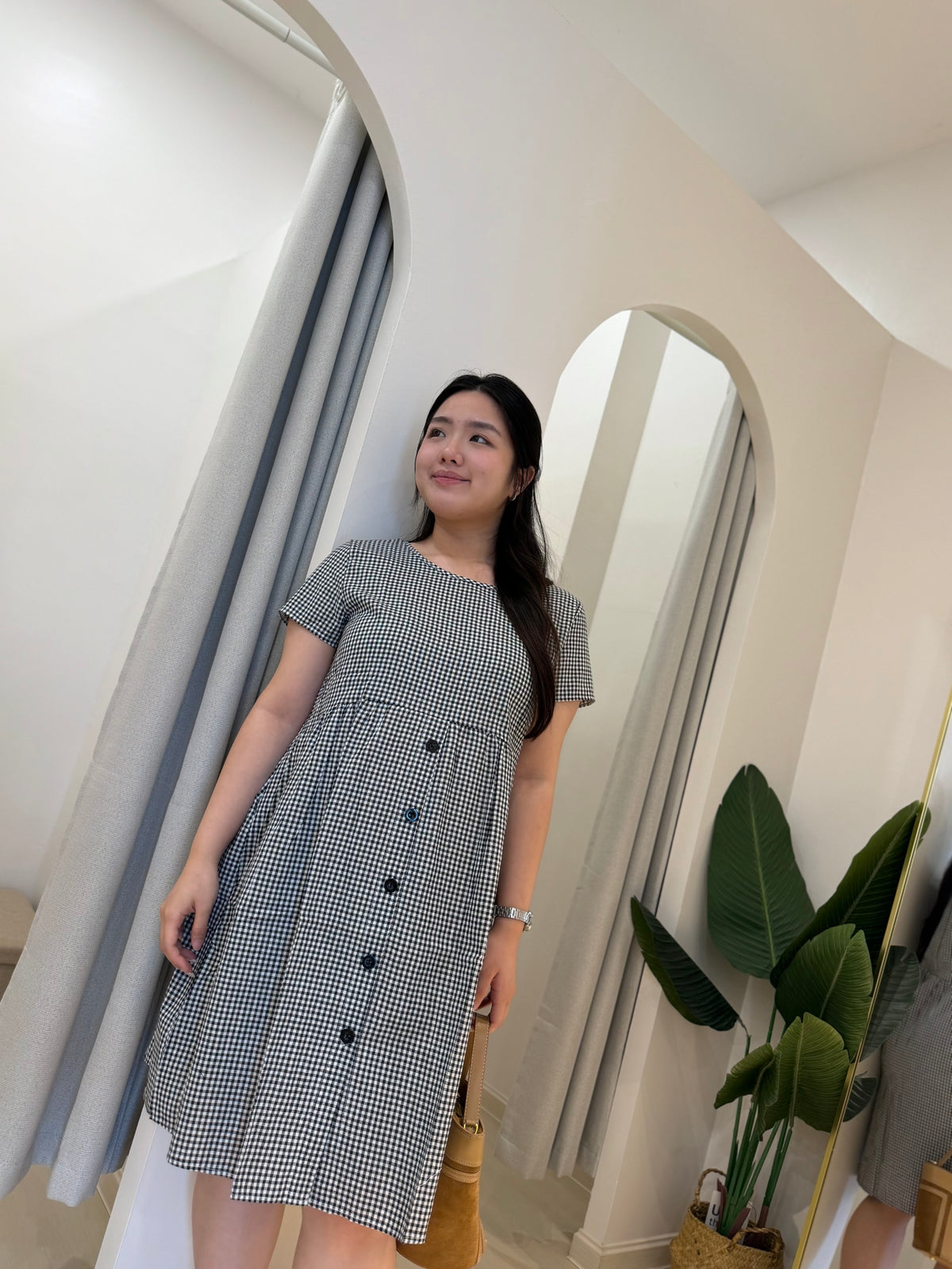 Xena Sleeved Grid Dress