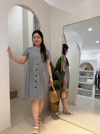 Xena Sleeved Grid Dress
