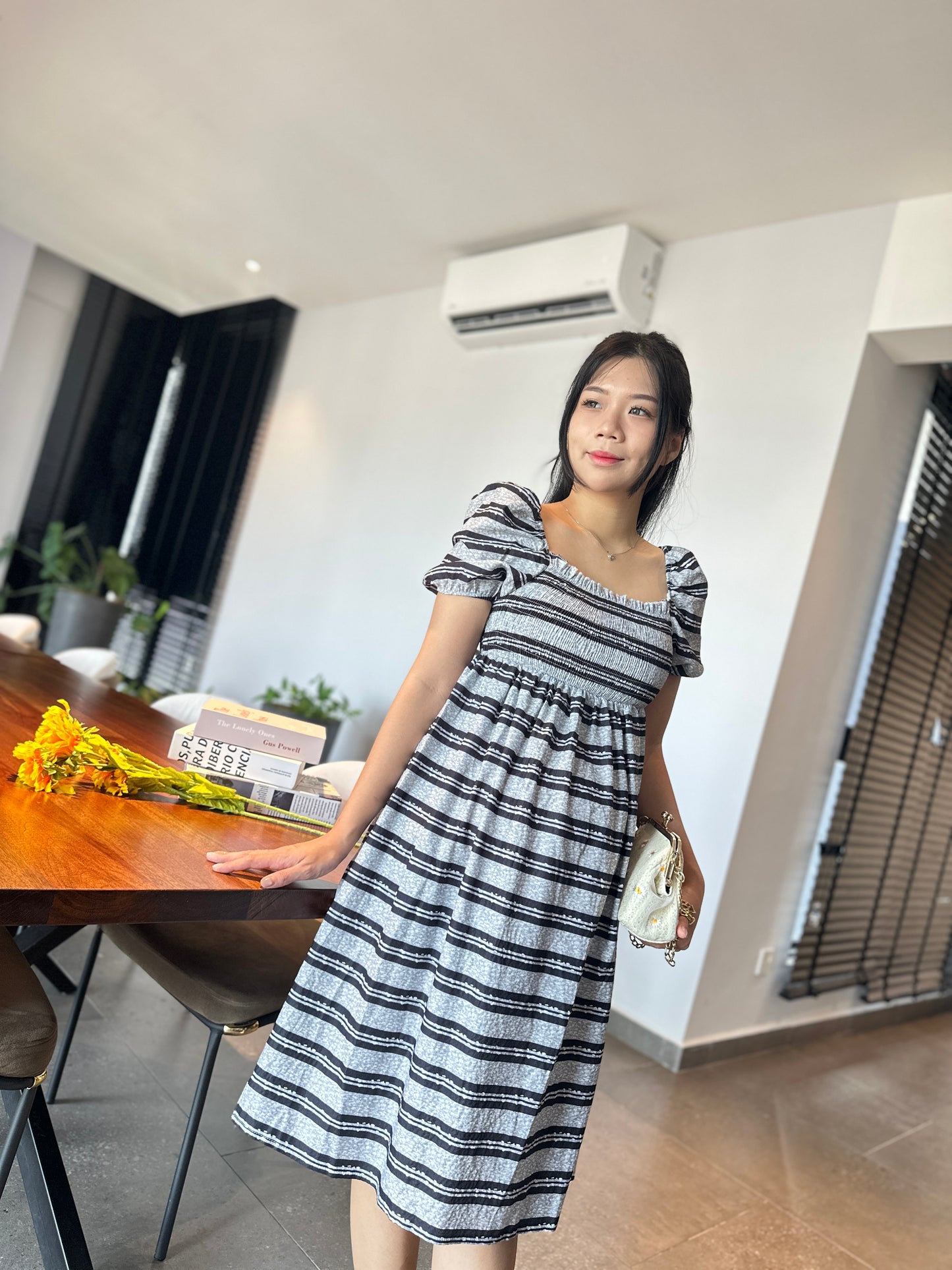 Macy Puff Sleeve Stripes Dress