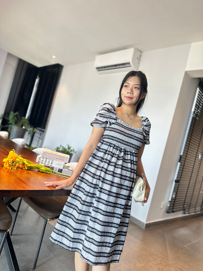 Macy Puff Sleeve Stripes Dress