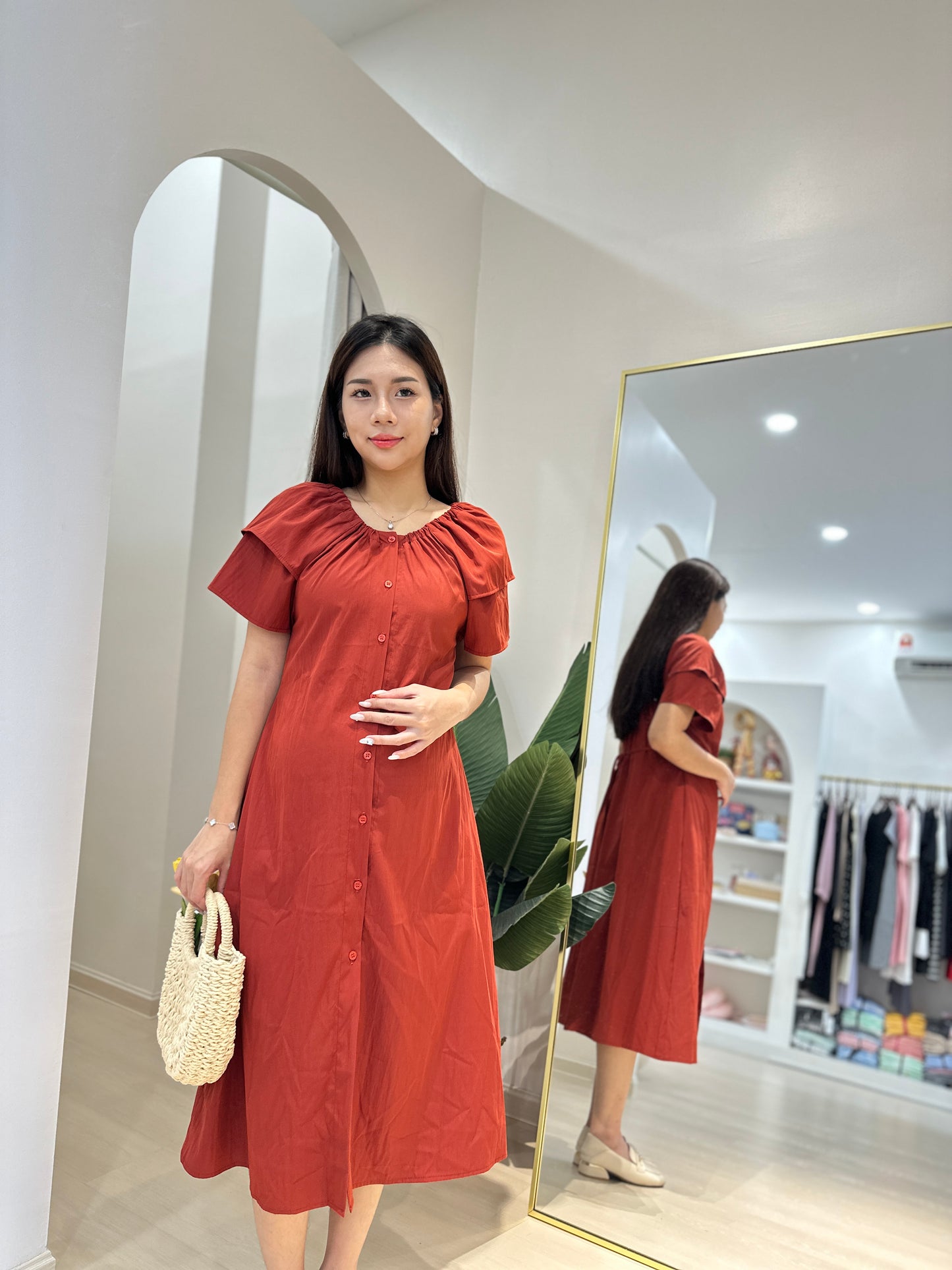 Feena Elegant Button Down Midi Dress