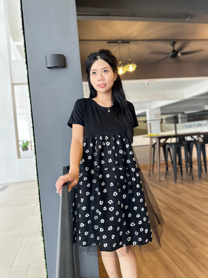 Morie Black Belly Flare Dress