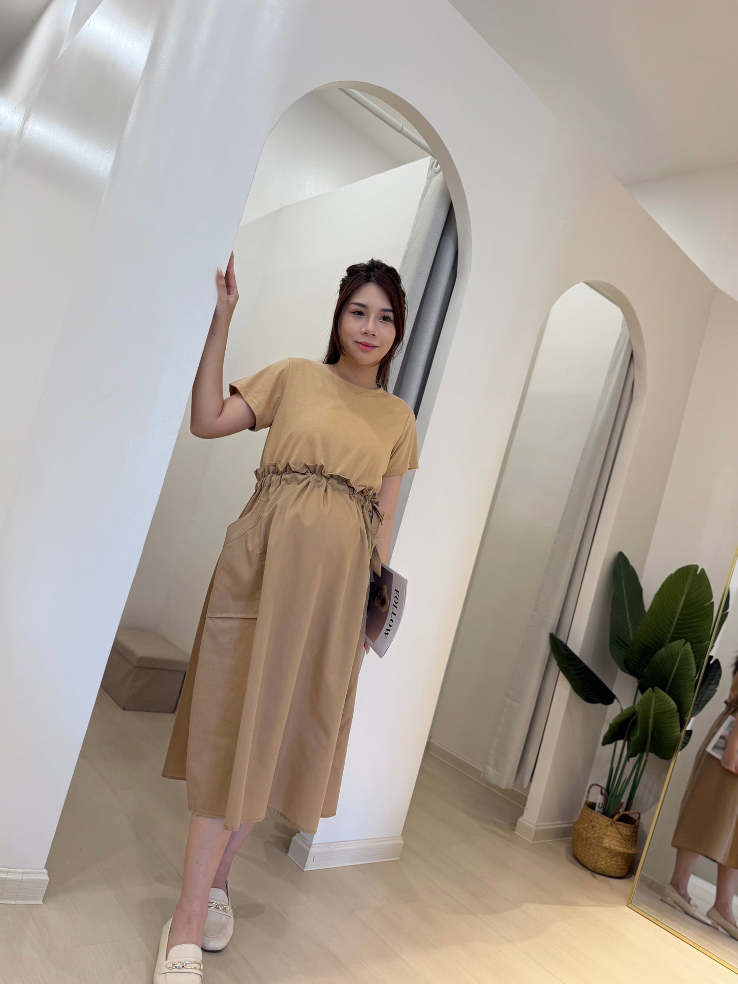Zoyya Drawstring Pocket Flare Dress