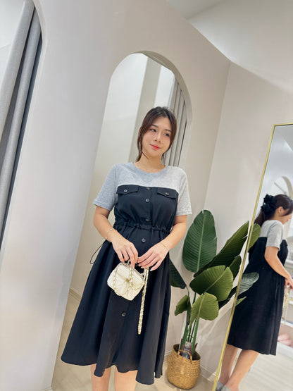 Lelia Waist Tie Round Neck Dress