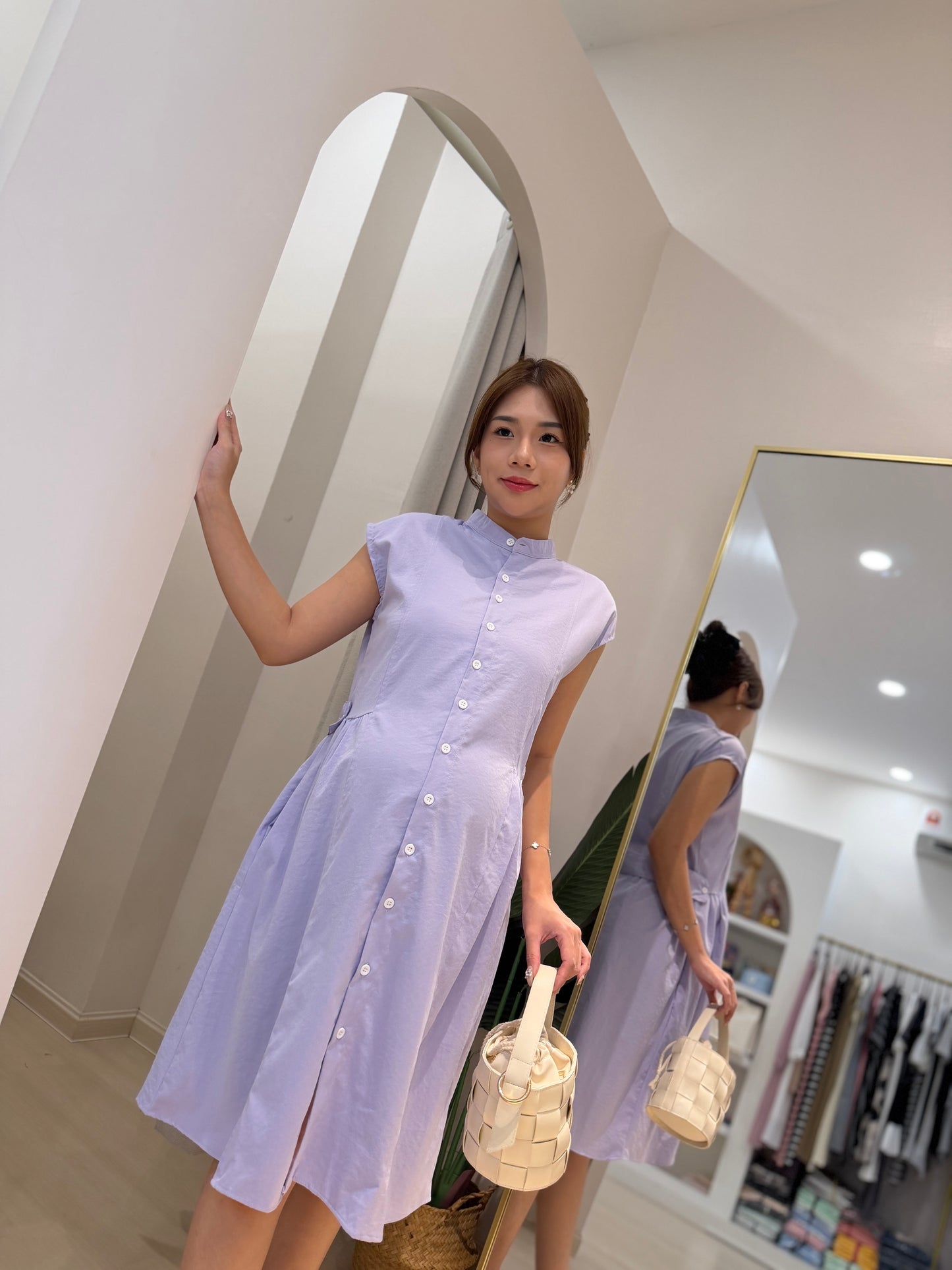 Elara Half Sleeve Button Down Dress