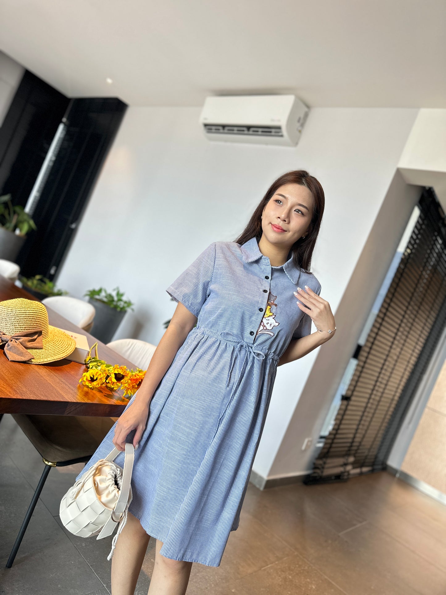 Weyzoe  Kitten Blue Stripes Dress