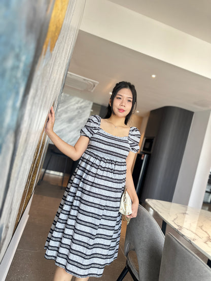 Macy Puff Sleeve Stripes Dress